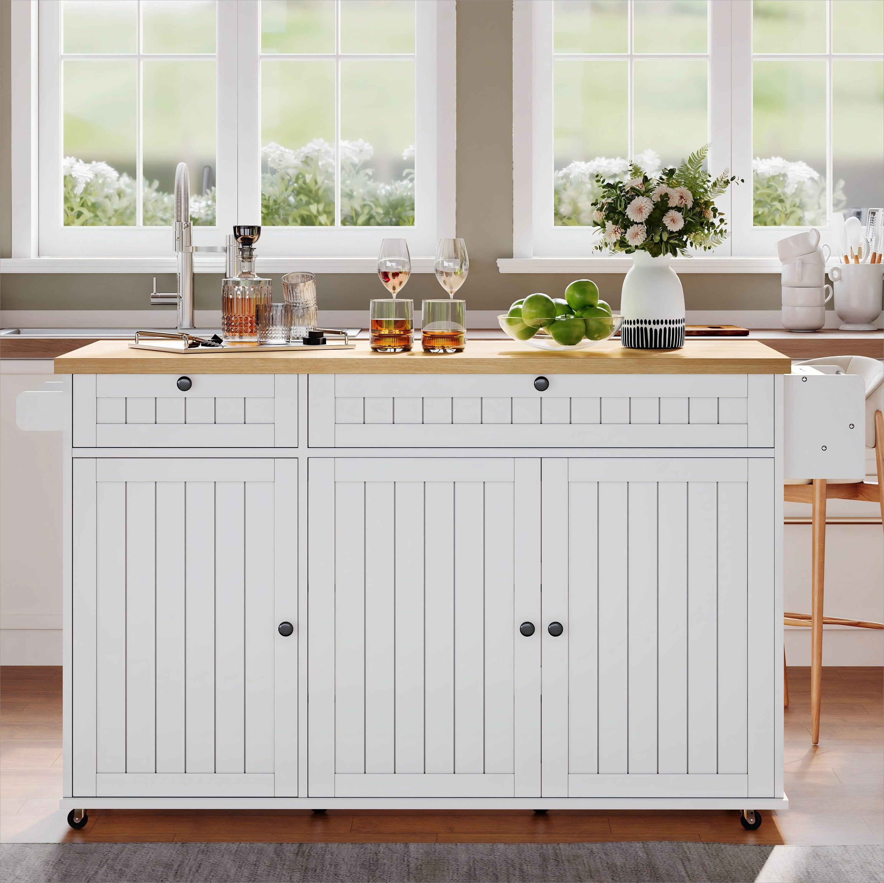 Flieks Küchenwagen Kücheninsel mit erweiterbarer Arbeitsplatte, Türregal un günstig online kaufen