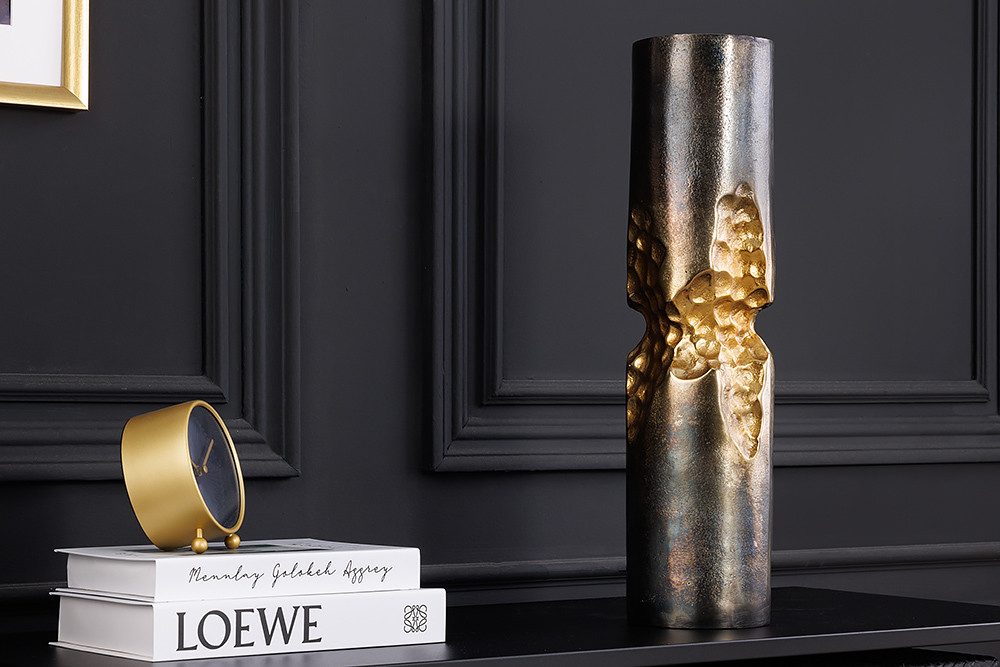 riess-ambiente Dekovase PRECIOUS 50cm schwarz gold · Design-Tischvase aus Metall (Einzelartikel, 1 St), Accessoire · handmade · Hammerschlag Design · Modern