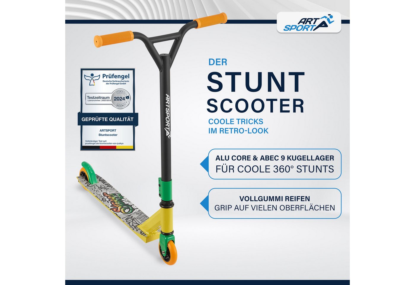 Thumbnail - ArtSport Stuntscooter Street Life, Alu Core, 360°-Lenker mit TPR-Grips, stabil und leicht