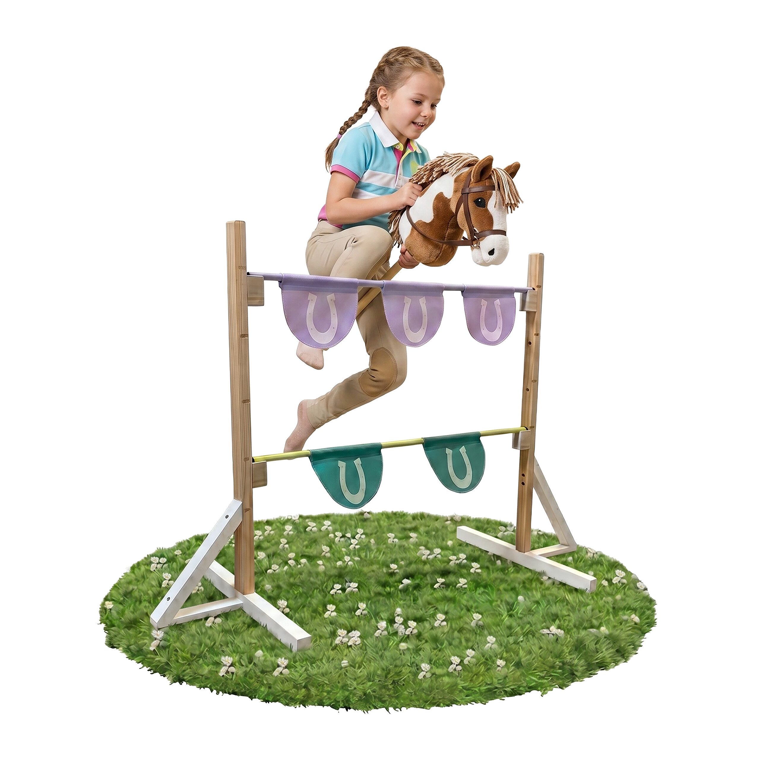 relaxdays Agility-Hürde Hobby Horse Hindernis 2 Stangen Holz, Holz