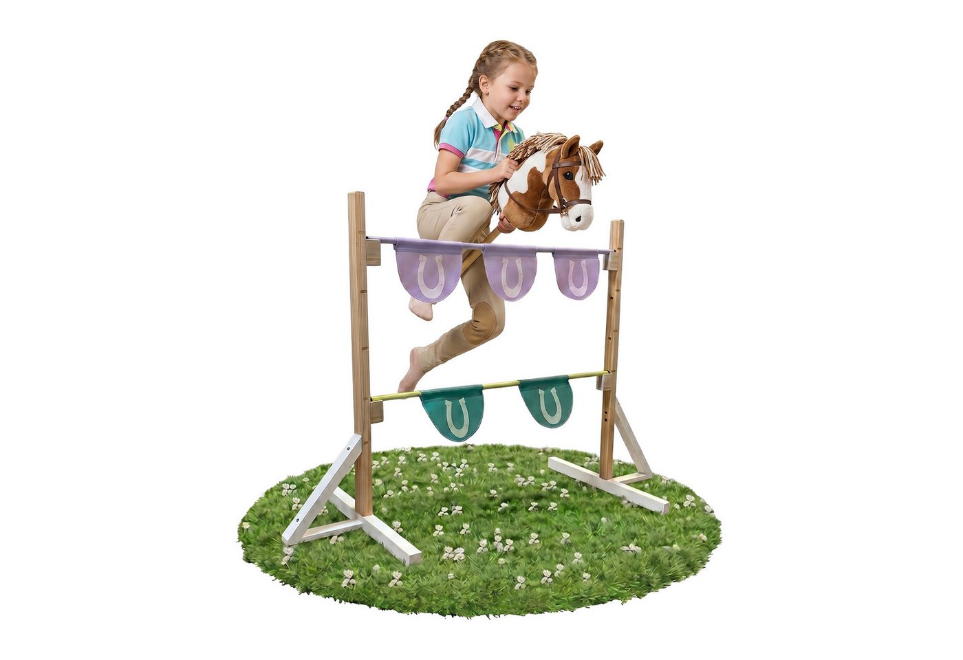 relaxdays Agility-Hürde Hobby Horse Hindernis 2 Stangen Holz, Holz, (2-tlg)