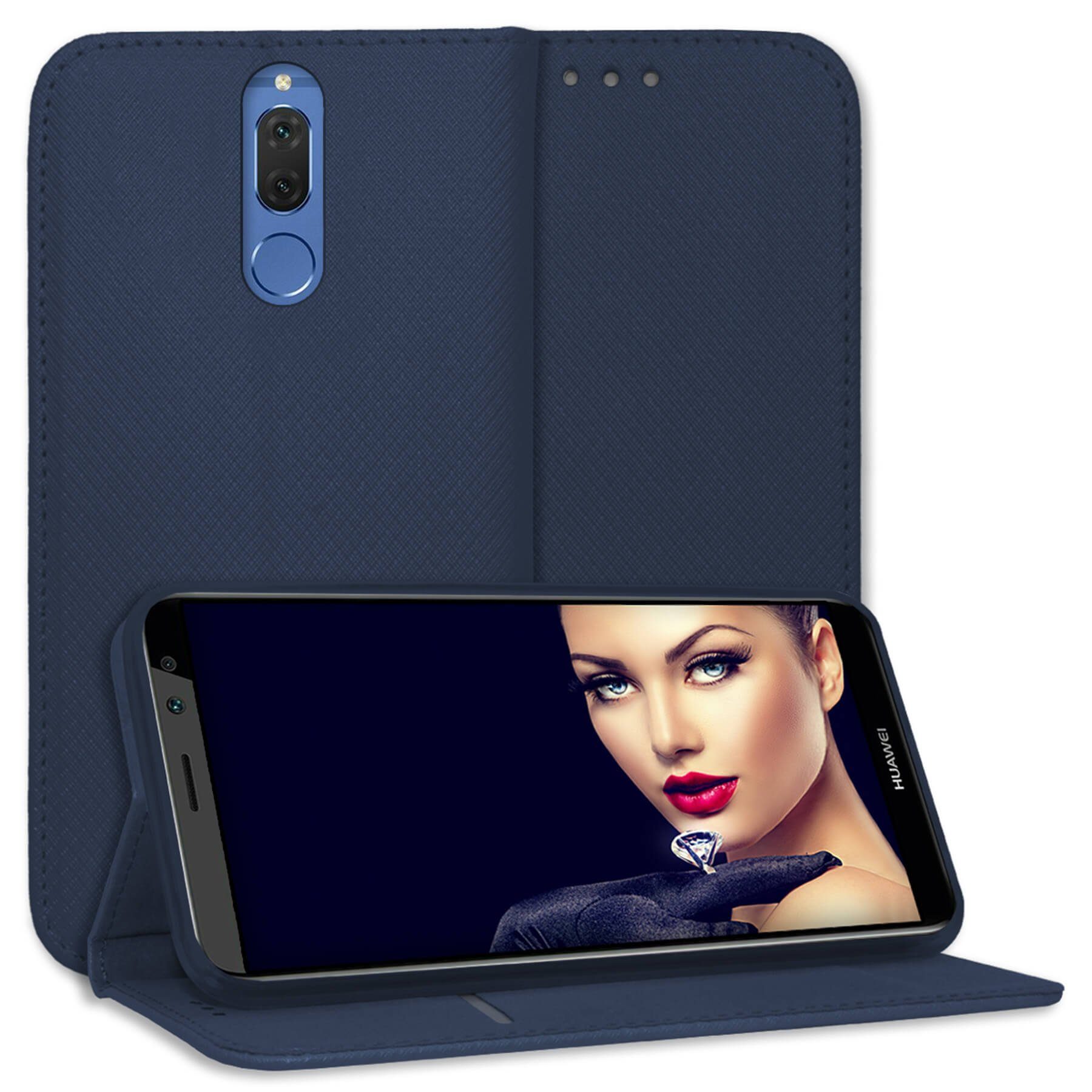mtb more energy Smartphone-Hülle Smart Magnet für Huawei Mate 10 Lite / Huawei G10 (5.9), Blau, Bookstyle Klapphülle Cover Wallet Case aus Kunstleder