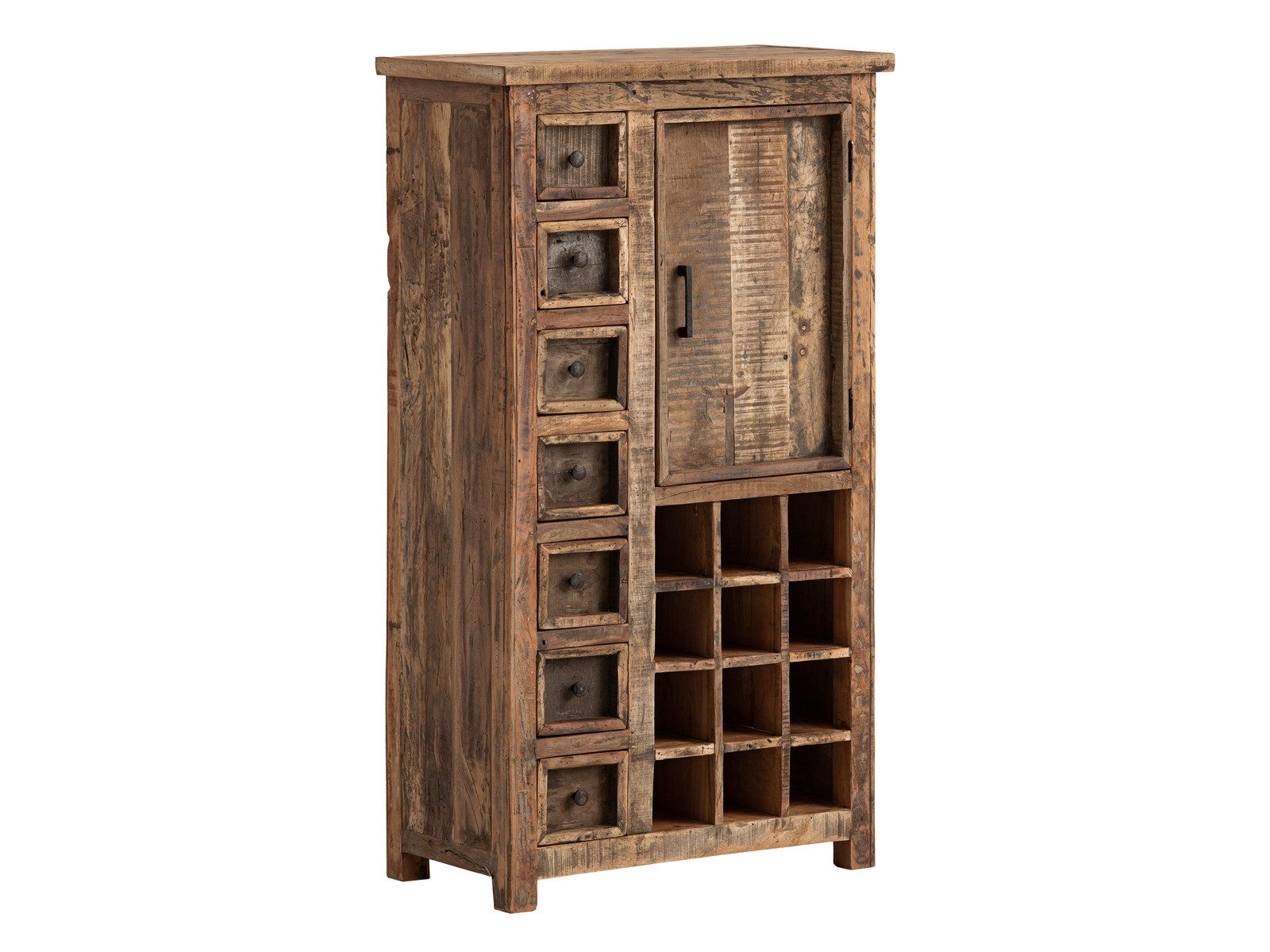 massivum Highboard Sumatra mit Flaschenregal aus Altholz (1 St)