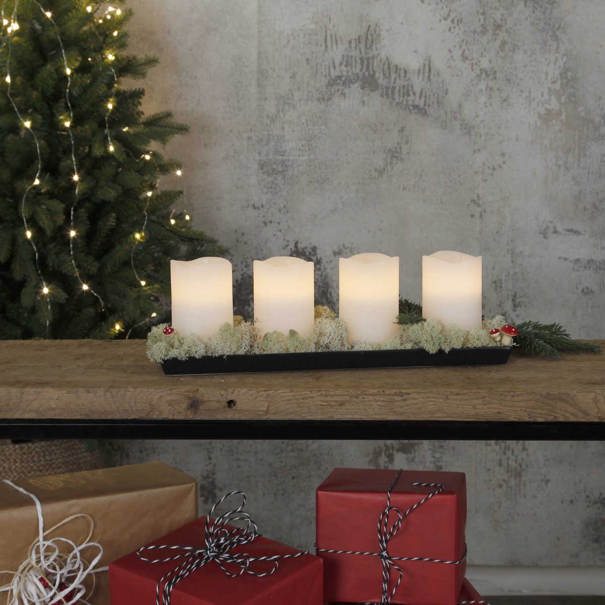 MARELIDA LED-Kerze LED Kerzenset May Echtwachs flackernd Timer H: 12,5cm - günstig online kaufen