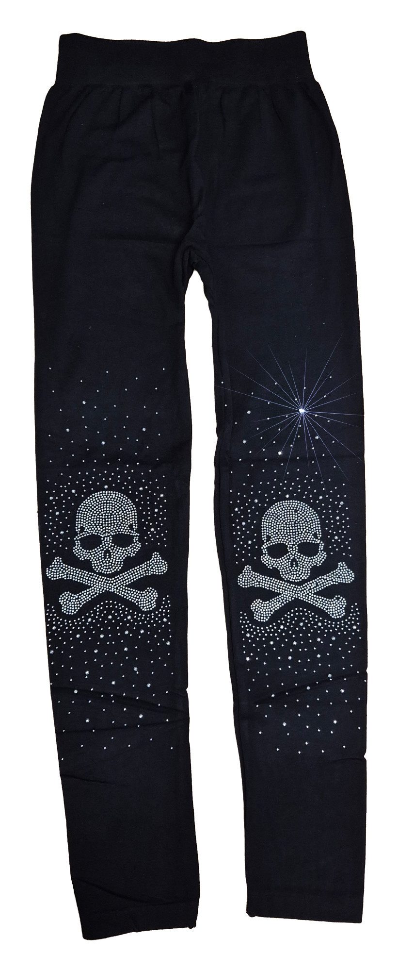 Einkaufszauber Leggings Leggings Skull Totenkopf Strass - geschliffenen Strass-Steine, die im Licht besonders schön glitzern