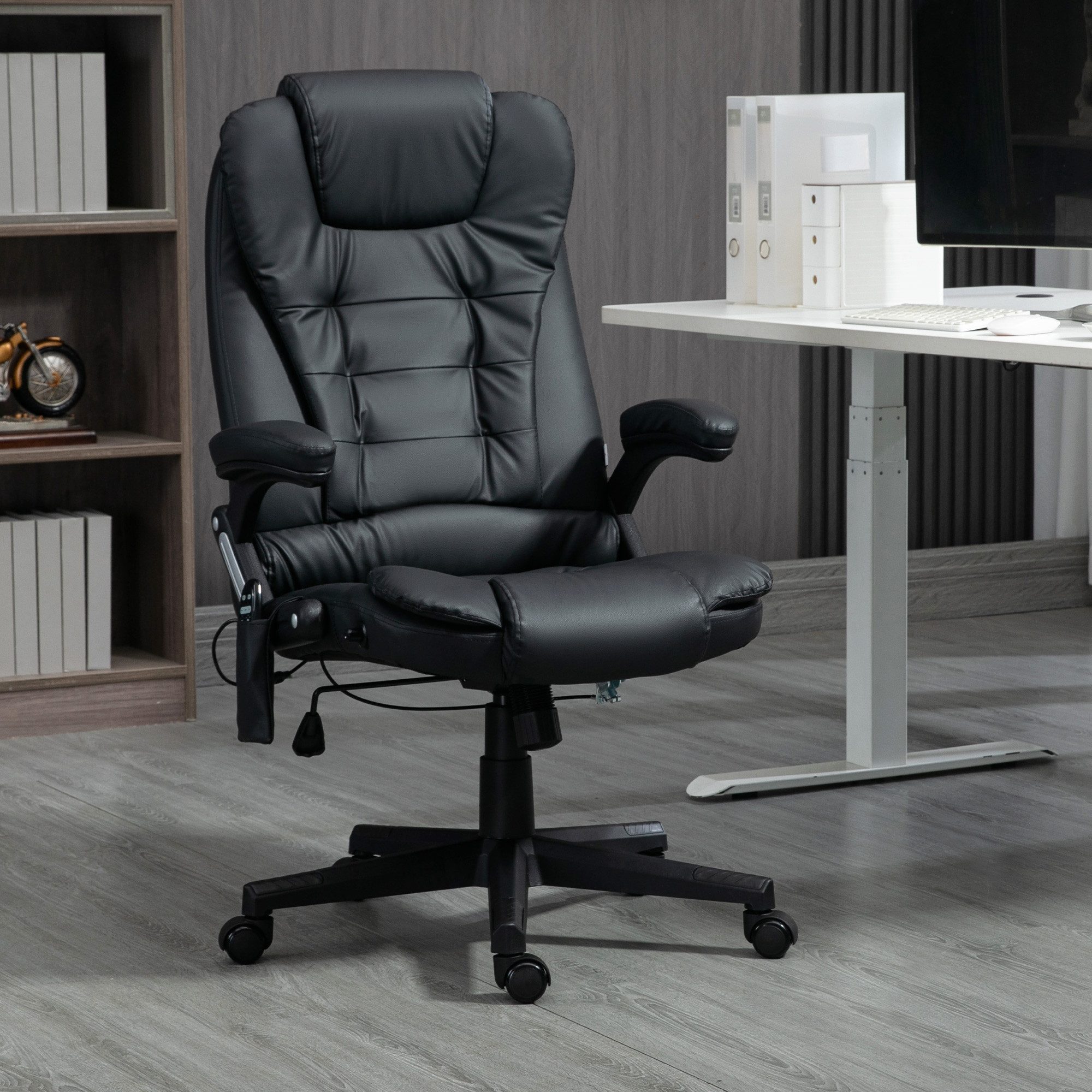 HOMCOM Schreibtischstuhl Bürostuhl mit Massagefunktion Ergonomischer Chefsessel (Massagesessel, 1 St), für Wohnbereich, Schwarz