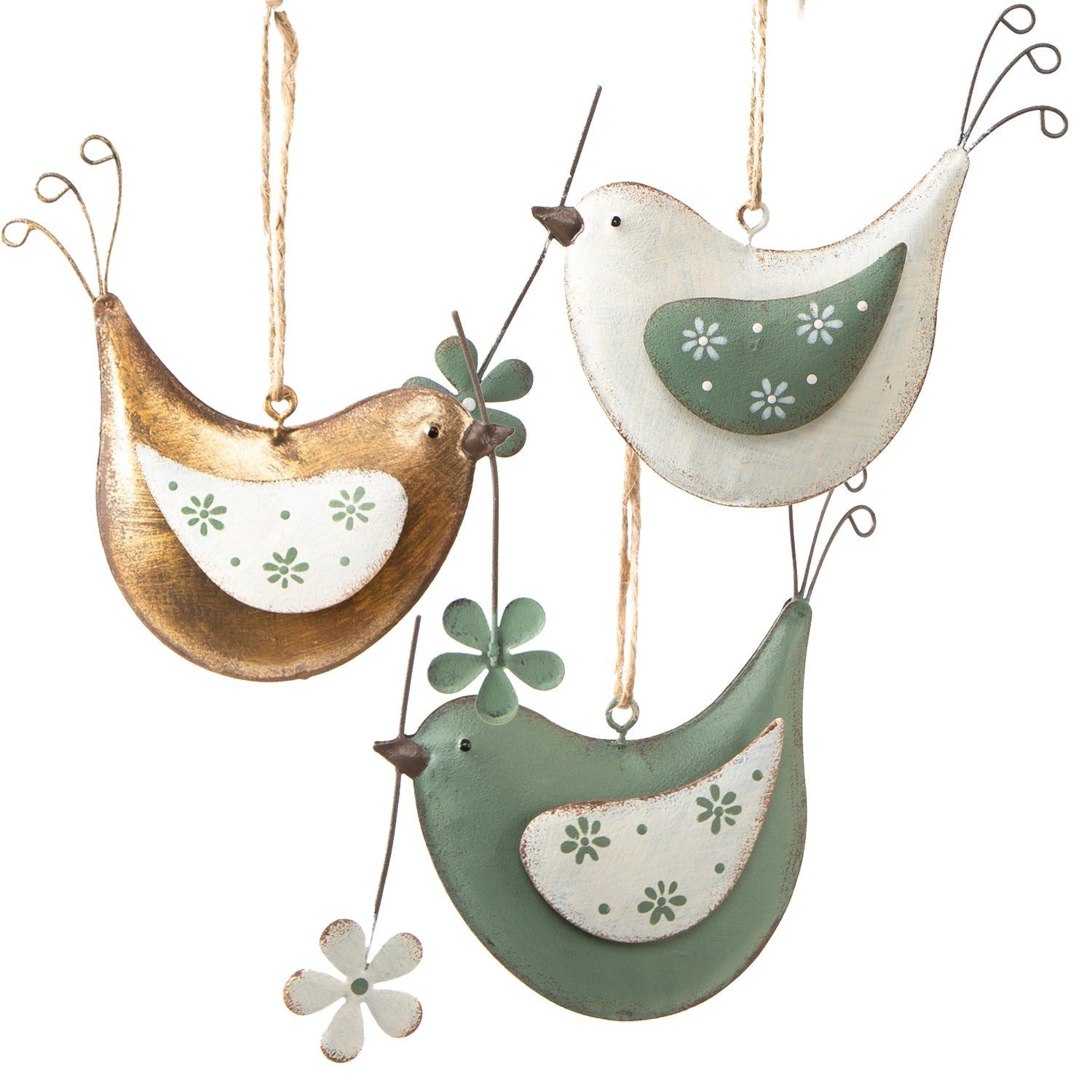 Logbuch-Verlag Dekofigur 3 Metall Vögel zum Aufhängen Frühlingsdekoration Metallanhänger