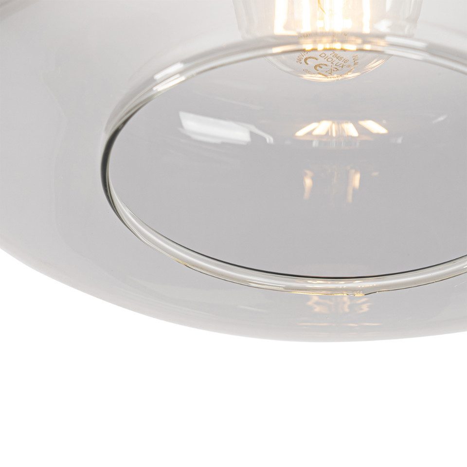 Qazqa Pendelleuchte Bizle, ohne Leuchtmittel, E27, Grau, Art Deco, Glas, 1- günstig online kaufen