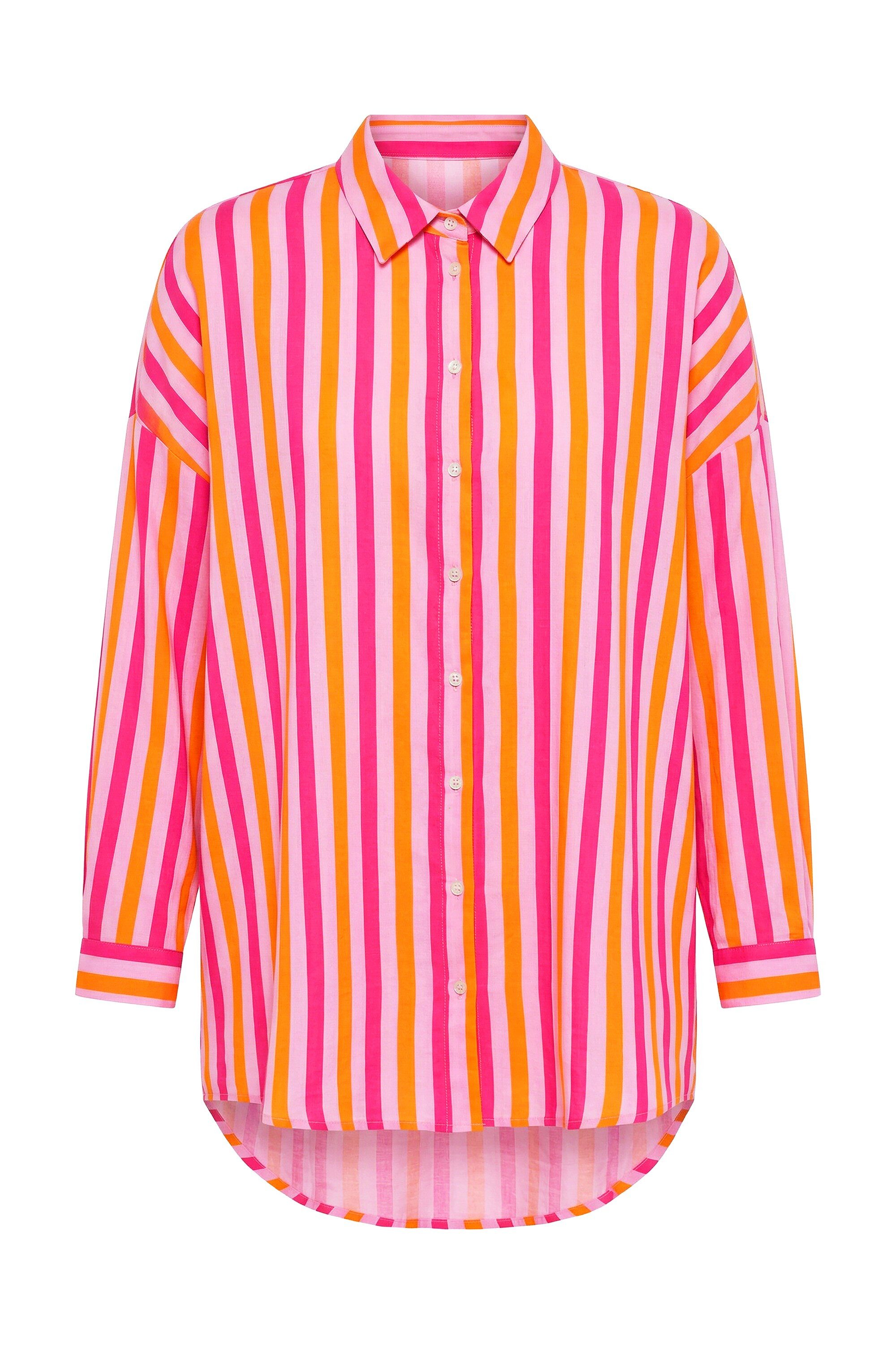 Studio Untold Hemdbluse Musselin Bluse oversized Neon Stripes Langarm günstig online kaufen