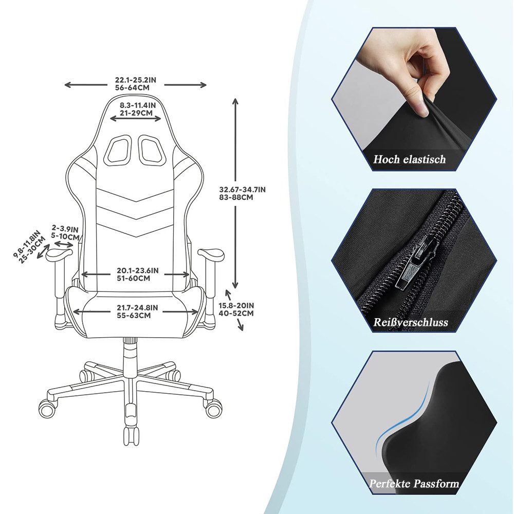 NUODWELL Stuhlbezug 4 Stück Gaming Stuhl Bezug,Stretch Abnehmbare Waschbar günstig online kaufen