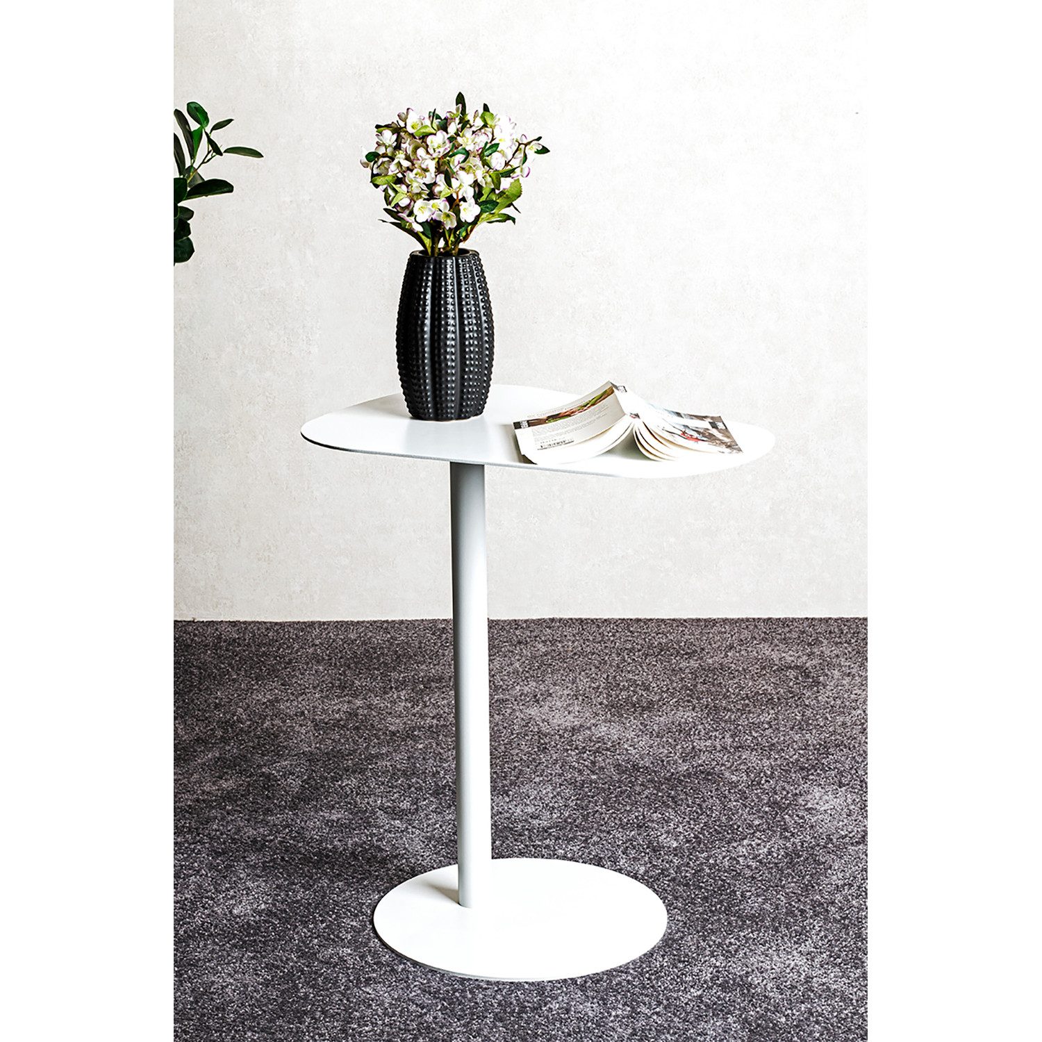 HAKU Beistelltisch Tisch - weiß aus Metall - H. 60cm x B. 53cm - Wohnzimmertisch (1xBeistelltisch, Dekotisch - kleiner Tisch), Tisch - Ablagetisch - Couchtisch - Sofatisch