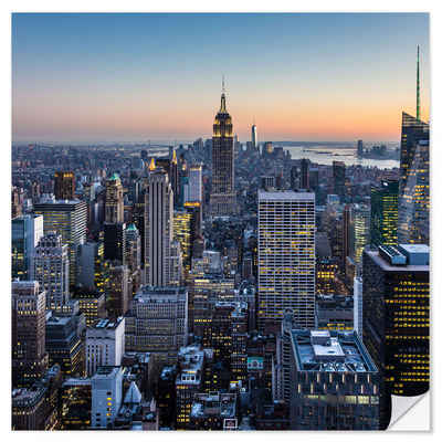 Posterlounge Wandfolie Editors Choice, New York – Empire State Building und Wolkenkratzer in der Dämmerung, Wohnzimmer Fotografie