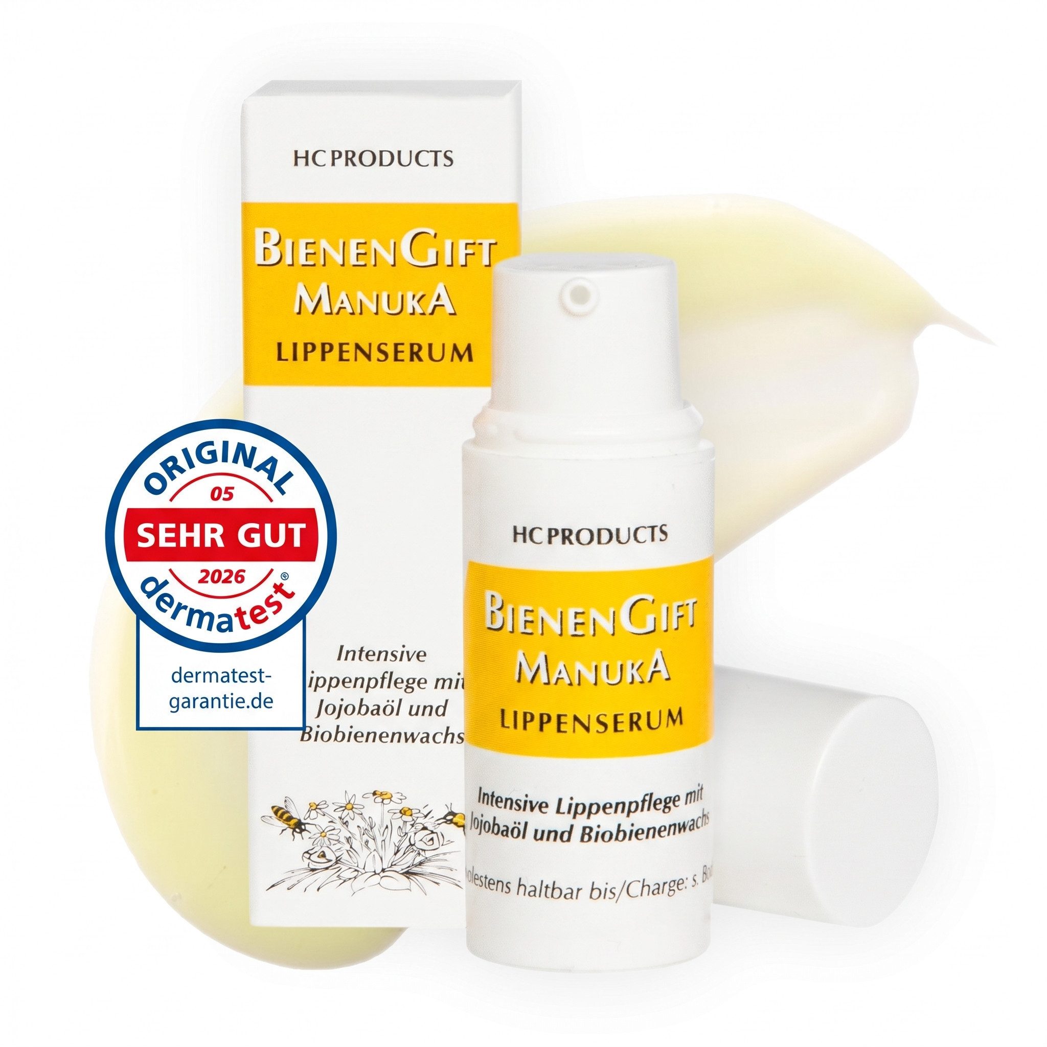 HC PRODUCTS Anti-Aging-Creme Bienengift & Manuka Honig Lippenserum mit Bio-Bienenwachs, straffendes Plumping Serum I Anti Falten Creme für Gesicht & Lippen