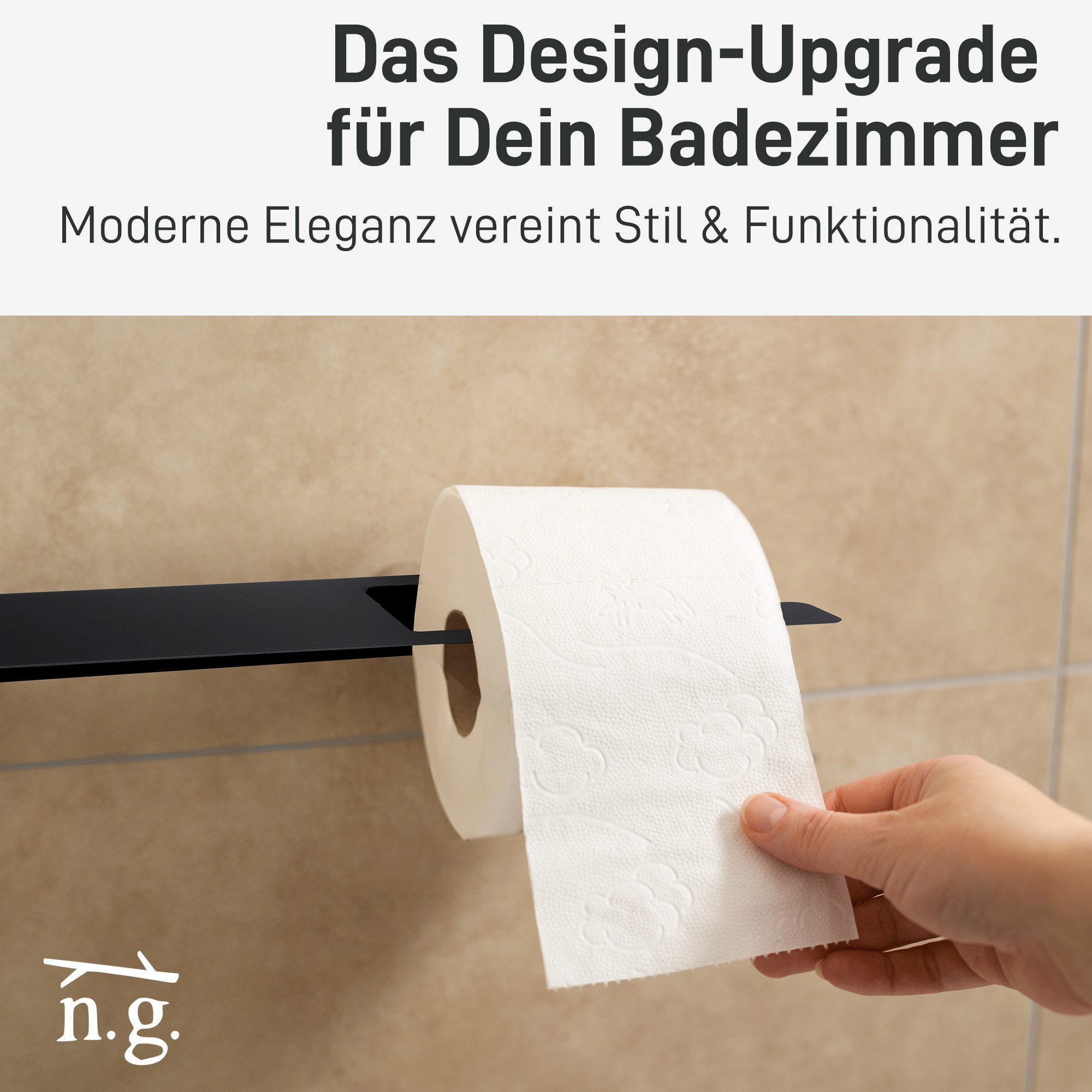 Natural Goods Berlin Toilettenpapierhalter KLEAN, mit Ablage, WC-Halterung, Toilettenrollenhalter, Klopapierhalter
