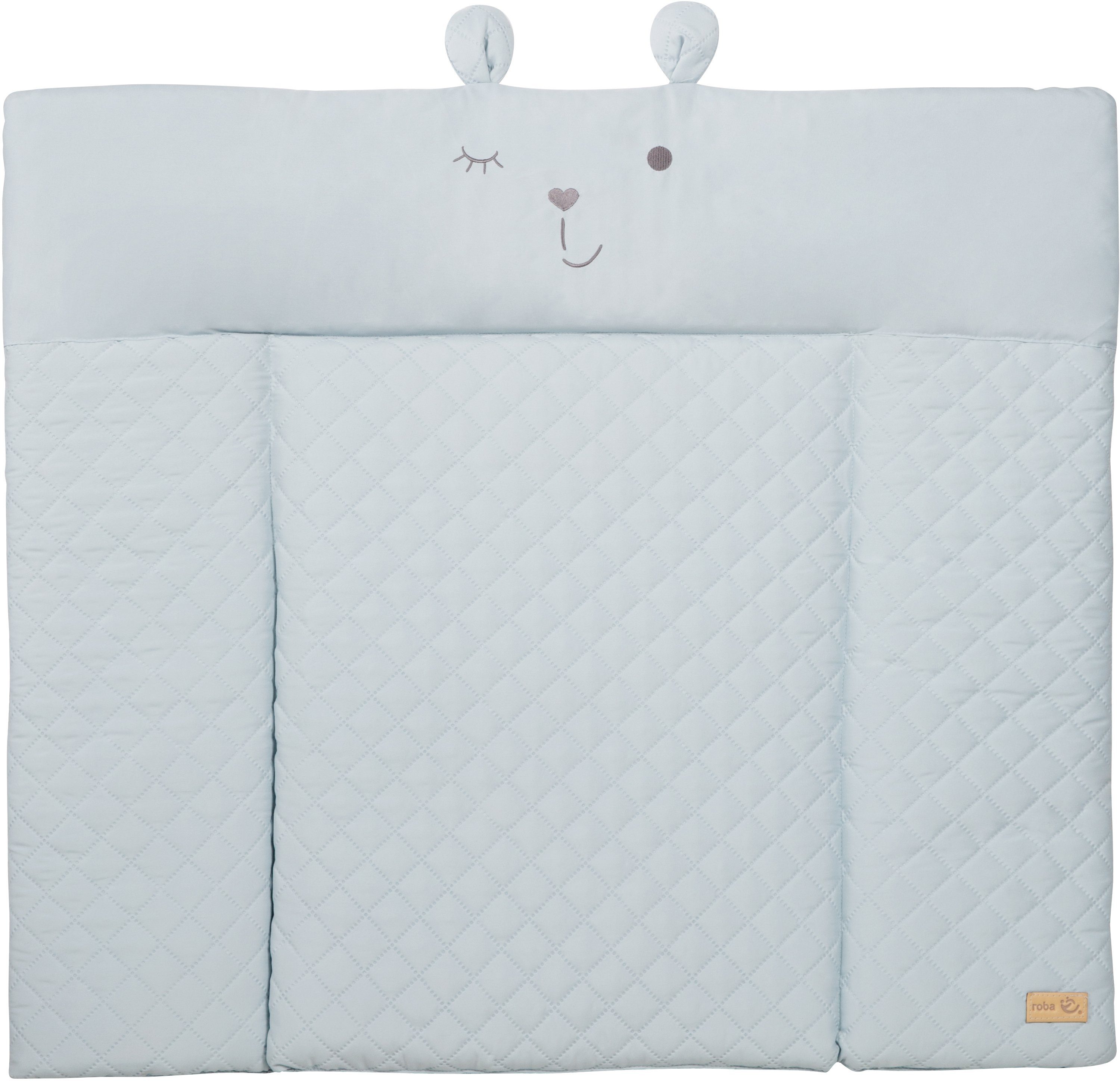 roba® Wickelauflage Style, Soft, sky, mit aufgesticktem Gesicht