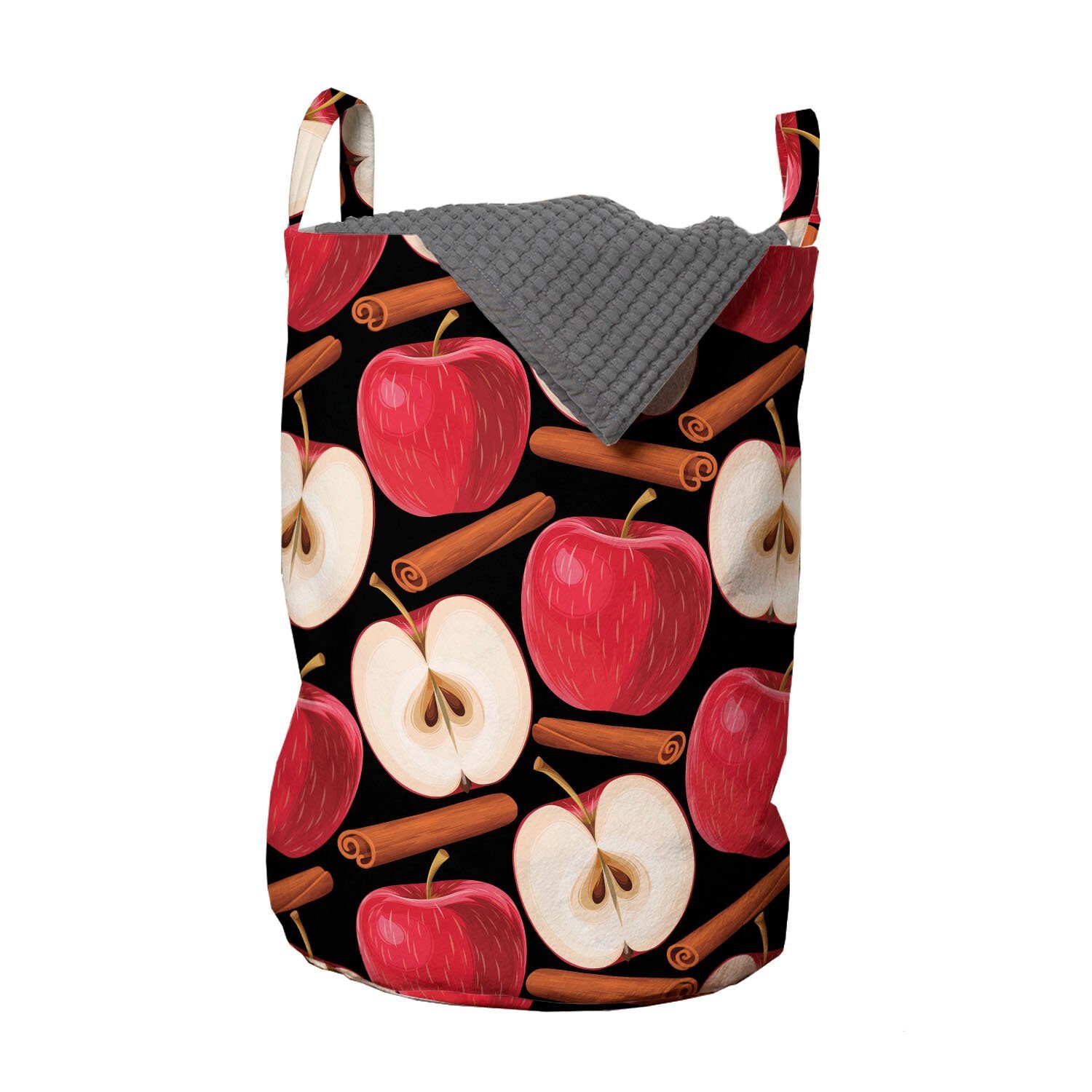 Abakuhaus Wäschesäckchen Wäschekorb mit Griffen Kordelzugverschluss für Waschsalons, Apfel Zimtstangen Früchte | Wäschesäcke