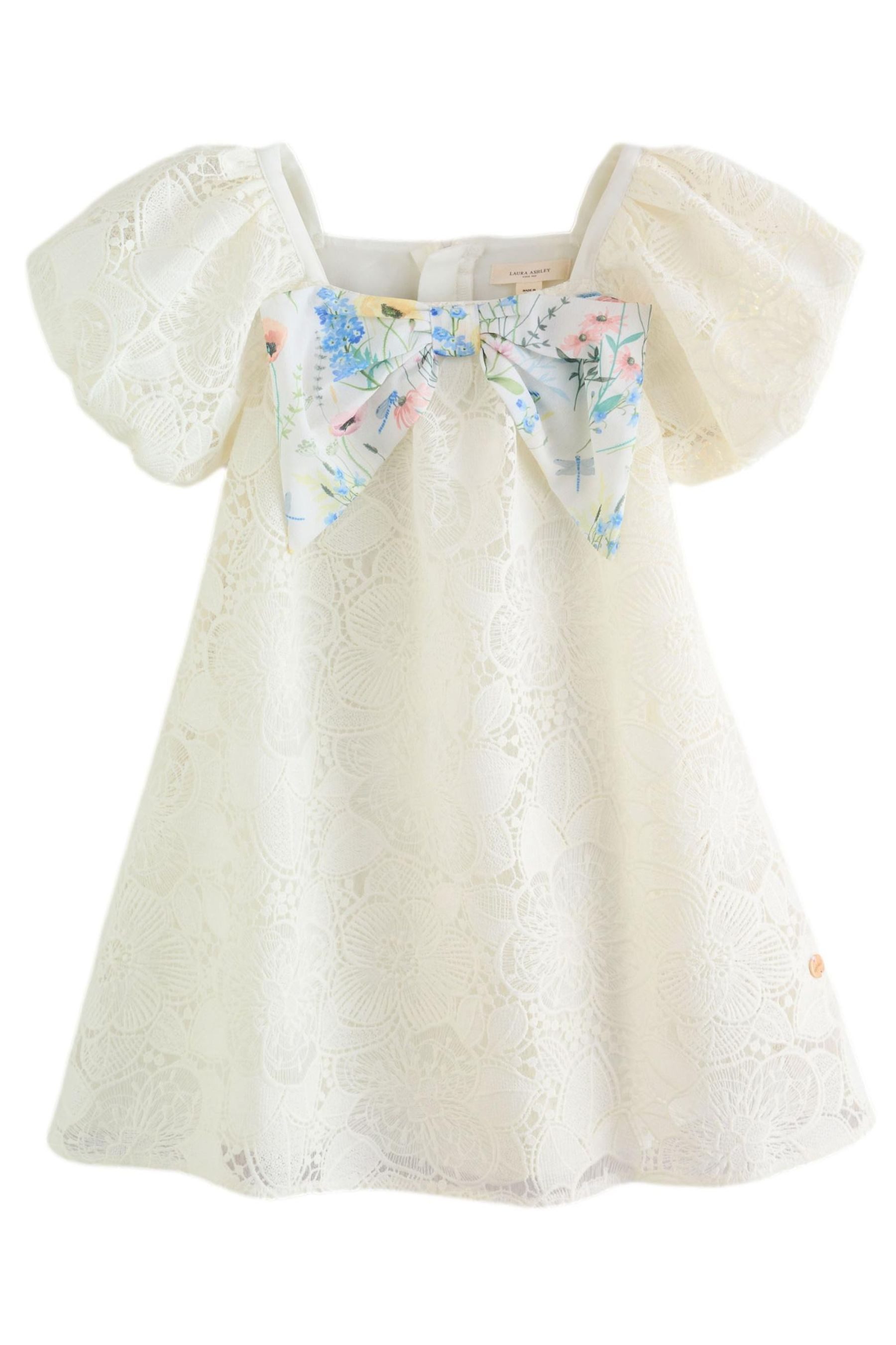 LAURA ASHLEY Blusenkleid Laura Ashley Kleid mit Schleife und Spitze (1-tlg)