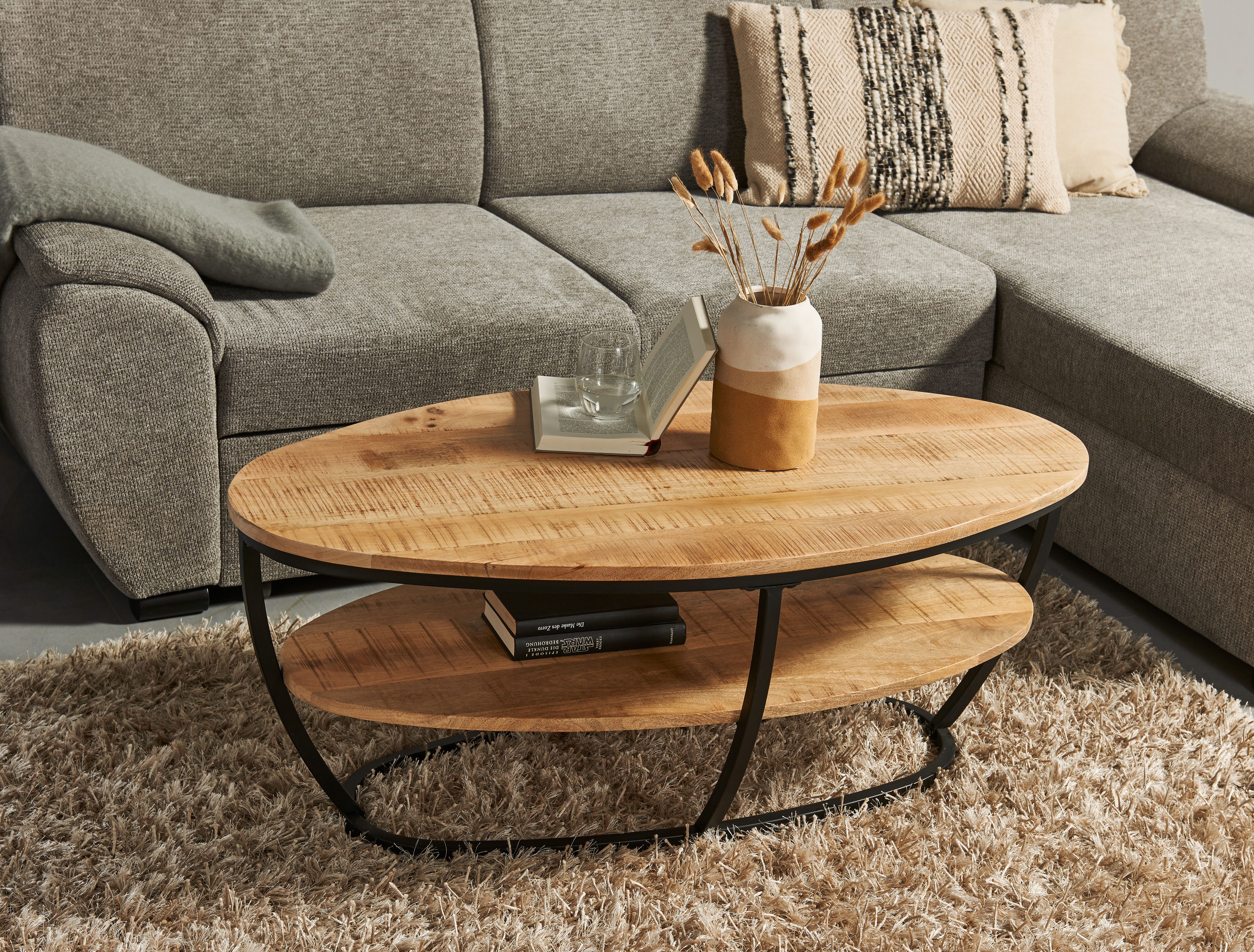 Stolkom Sp.z.o.o. Couchtisch Jambi 2 B/H/T 110x44x60 cm (1-St), Mangoholz, Oberfläche uneben