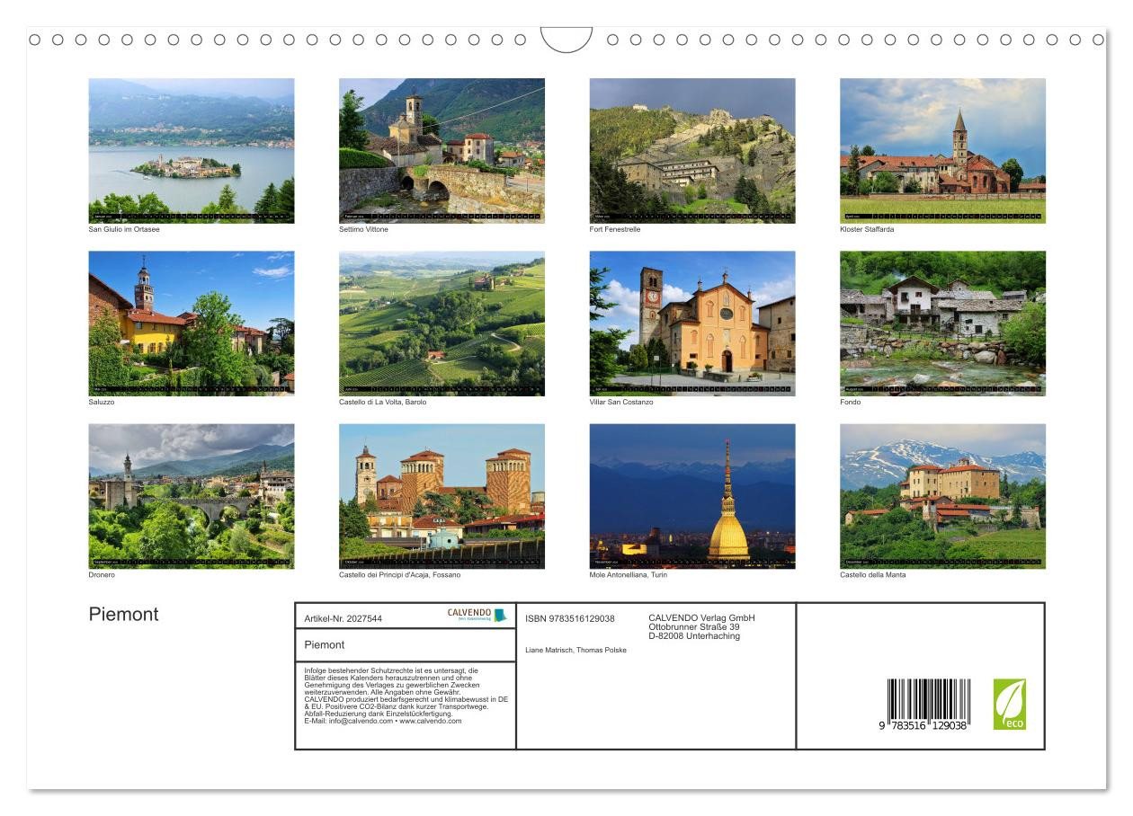 Thumbnail - CALVENDO Wandkalender Piemont (Wandkalender 2026 DIN A3 quer), CALVENDO Monatskalender