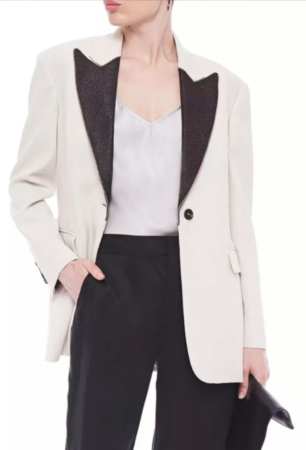 BRUNELLO CUCINELLI Jackenblazer Damen Blazer Sakko Jacke mit Glitzer-Revers und Perlenbesatz Eine stilvolle Investition für anspruchsvolle Frauen