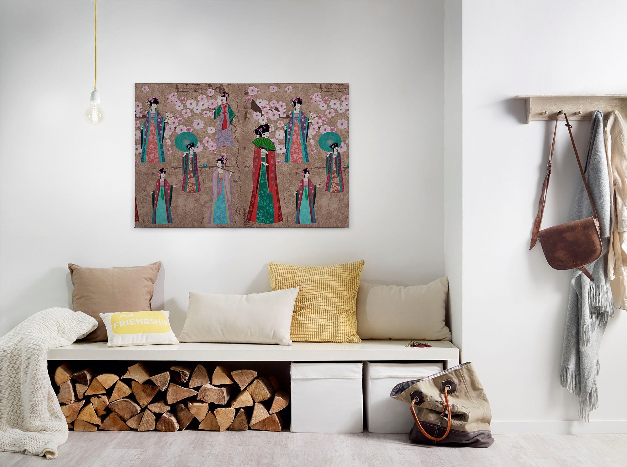 A.S. Création Leinwandbild kimono, Gemälde, Kinder, Kunst (1 St), Keilrahmen Bild Asiatisch Leinwand-Bild Wohnzimmer modern Wandbild