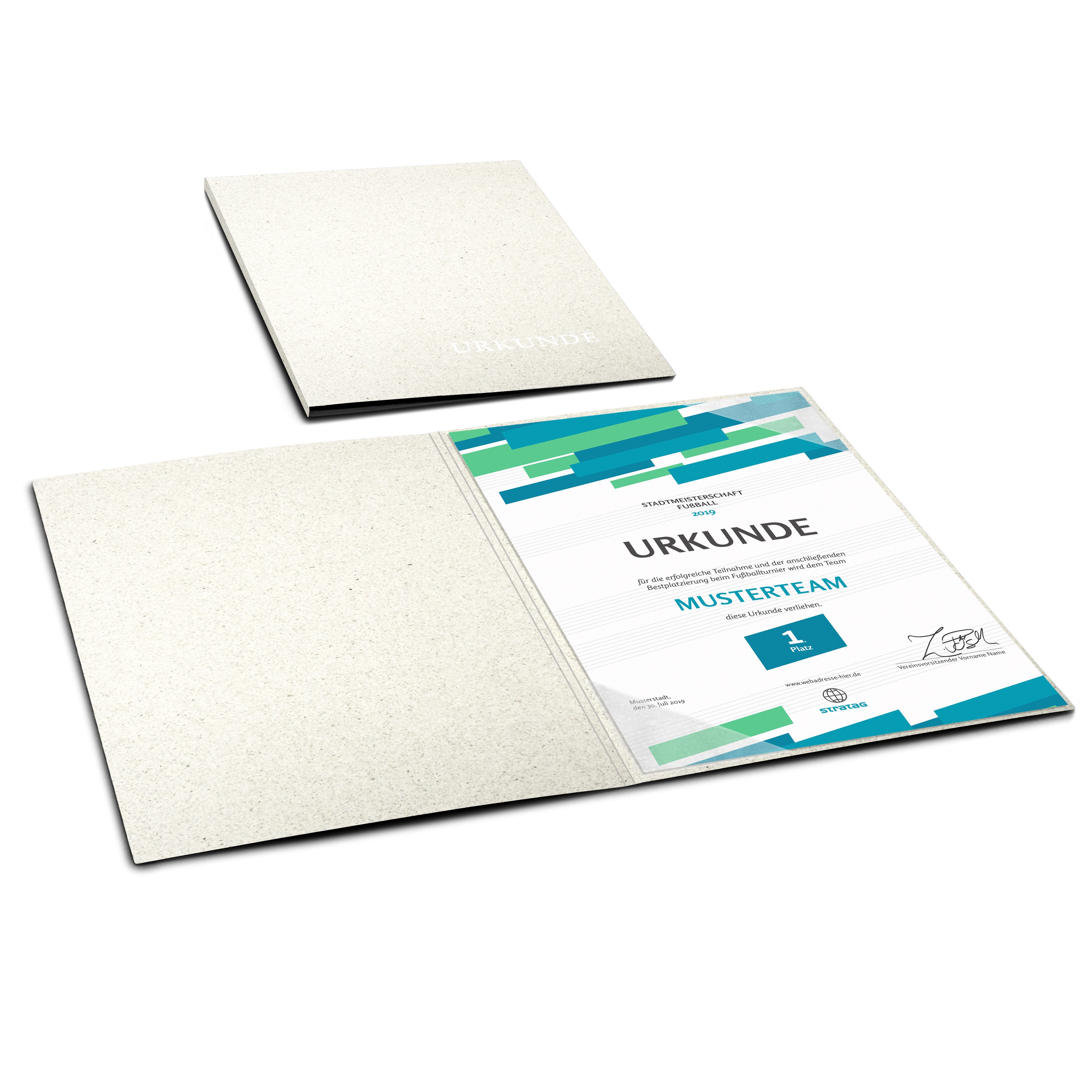 STRATAG Organisationsmappe Urkundenmappe ECO Basic - 5 Stück 1-tlg Recyclingkarton (Set, 5-St., Premium-Recyclingkarton mit hochwertiger Prägung Urkunde), direkt vom Hersteller STRATAG - handgefertigt in Deutschland