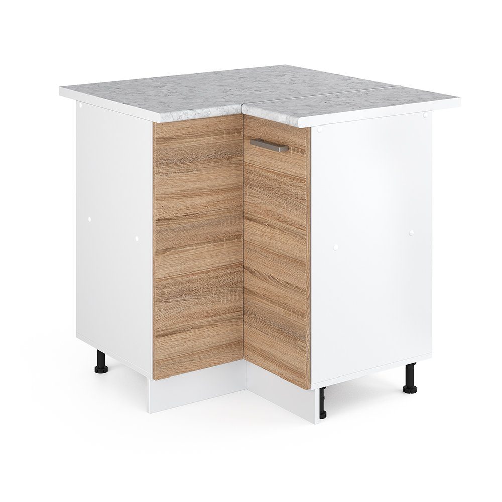 Vicco Eckunterschrank R-Line, Sonoma/Weiß, 75.6 cm, günstig online kaufen