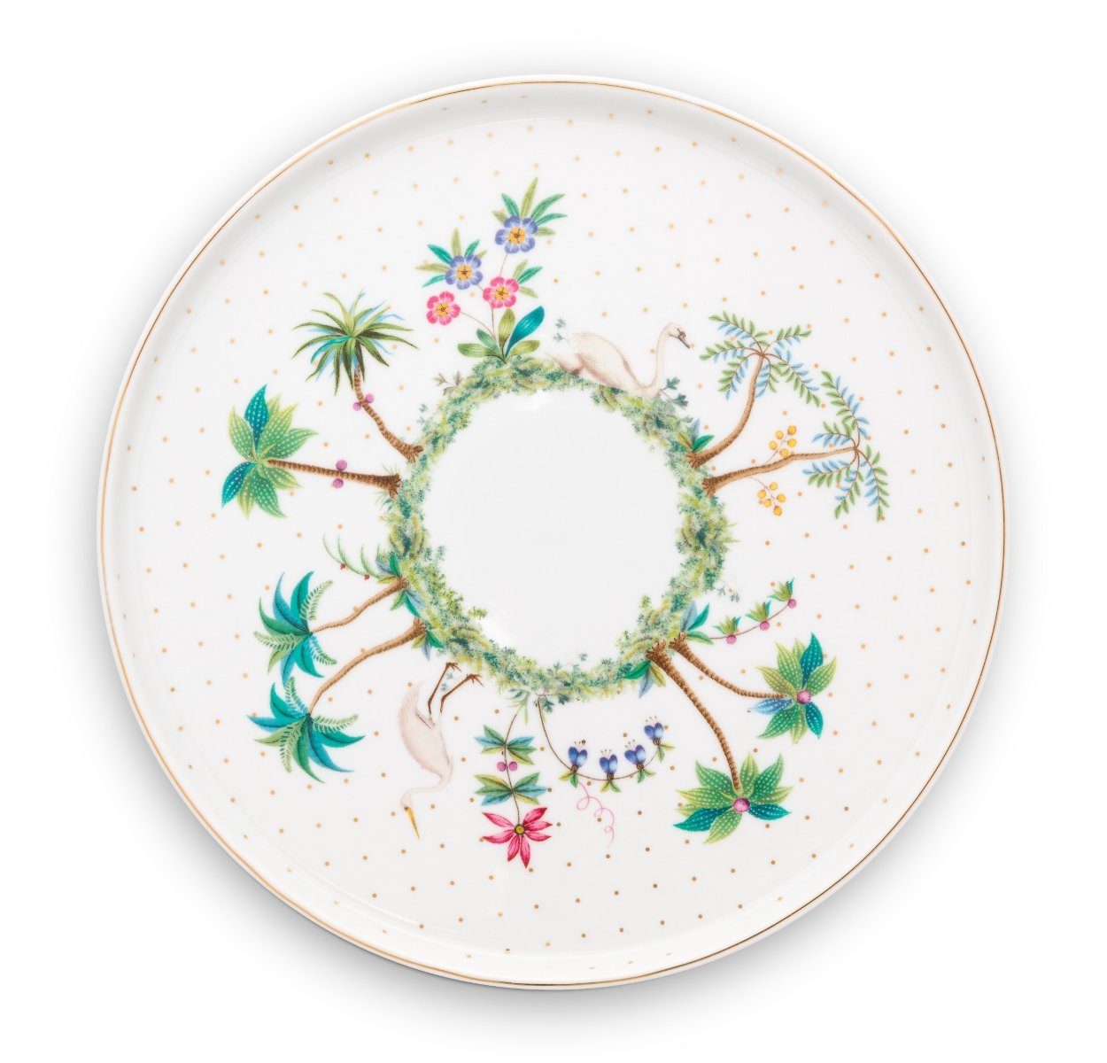 PiP Studio Etagere Jolie Dots Gold Kuchenplatte auf Fuß klein 21 cm, Porzellan, (Platten), Mini Cake Tray Jolie Dots Gold 21cm