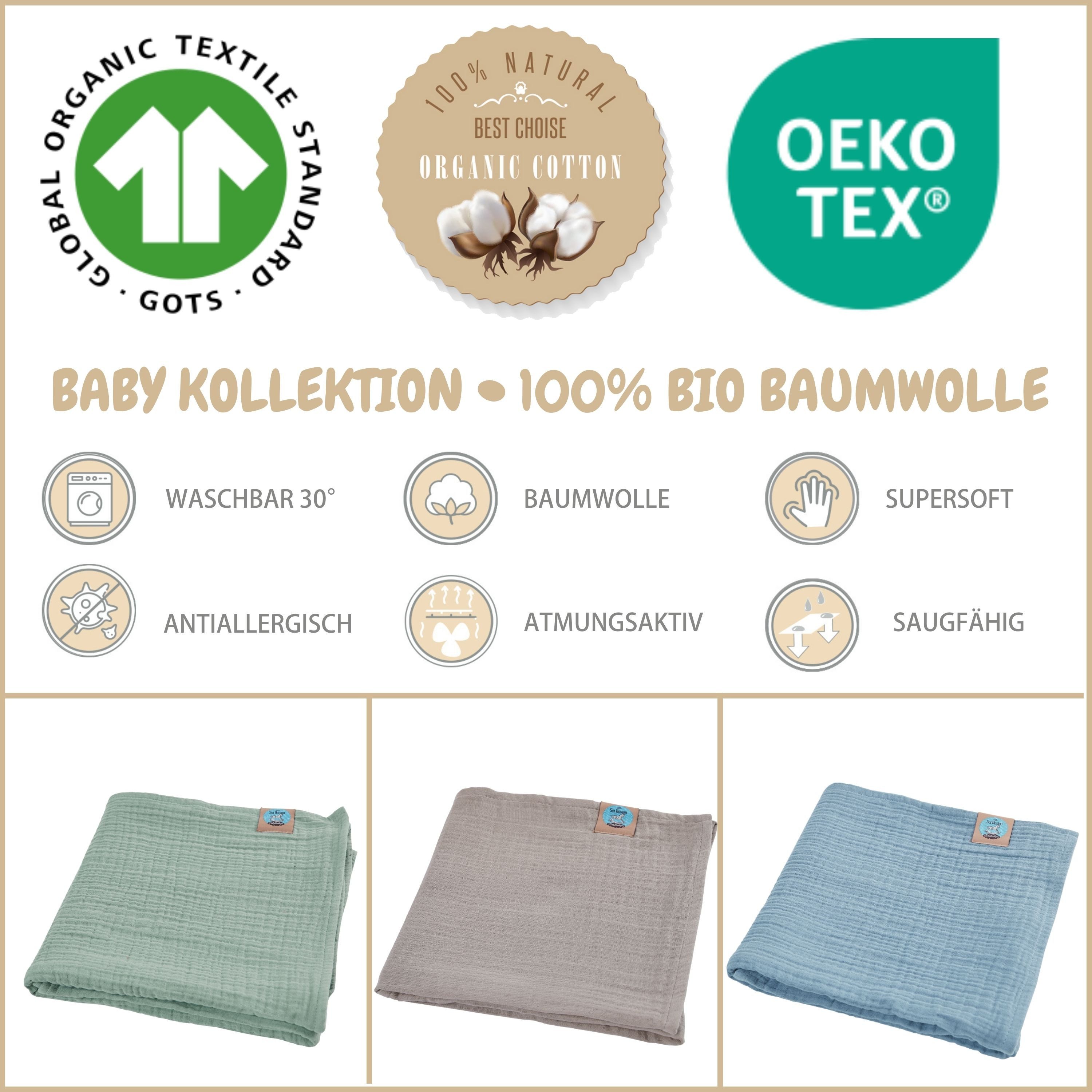 SEI Design Spucktuch Musselin 4-lagig 80x80, (Kuscheldecke - Puckdecke), in günstig online kaufen