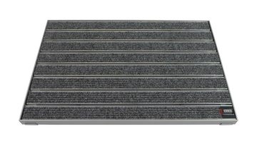 Fußmatte EMCO Eingangsmatte DIPLOMAT Large Rips hellgrau 12mm + ALU Rahmen Fußmatte Schmutzfangmatte Fußabtreter Antirutschmatte, Emco, rechteckig, Höhe: 10 mm, für den Innenbereich und überdachten Außenbereich