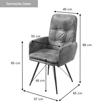 B&D home Esszimmerstuhl »Drehstuhl ANOUK« (Set, 2 St), drehbarer Polsterstuhl mit Armlehne, Bezug aus Microfaser, 2 Stück