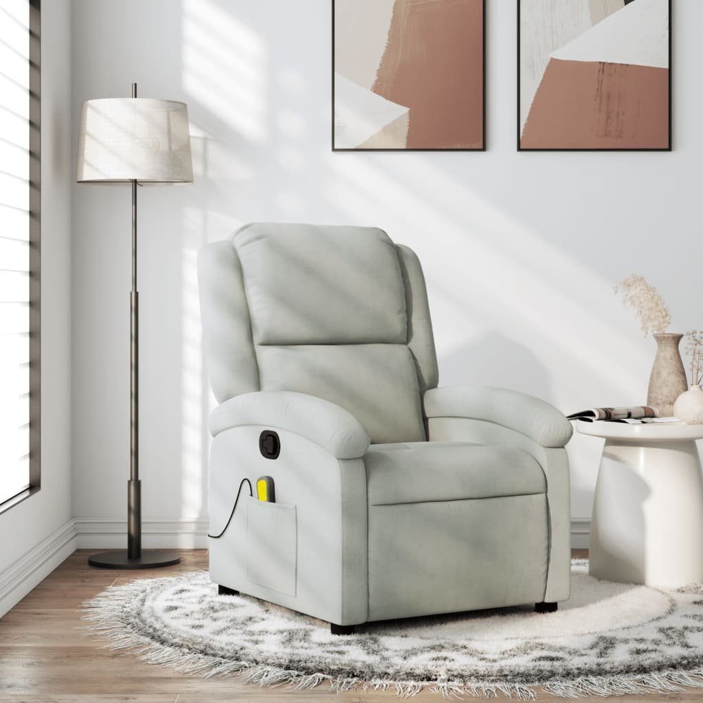 vidaXL Sessel Massagesessel Hellgrau Samt (1-St) günstig online kaufen