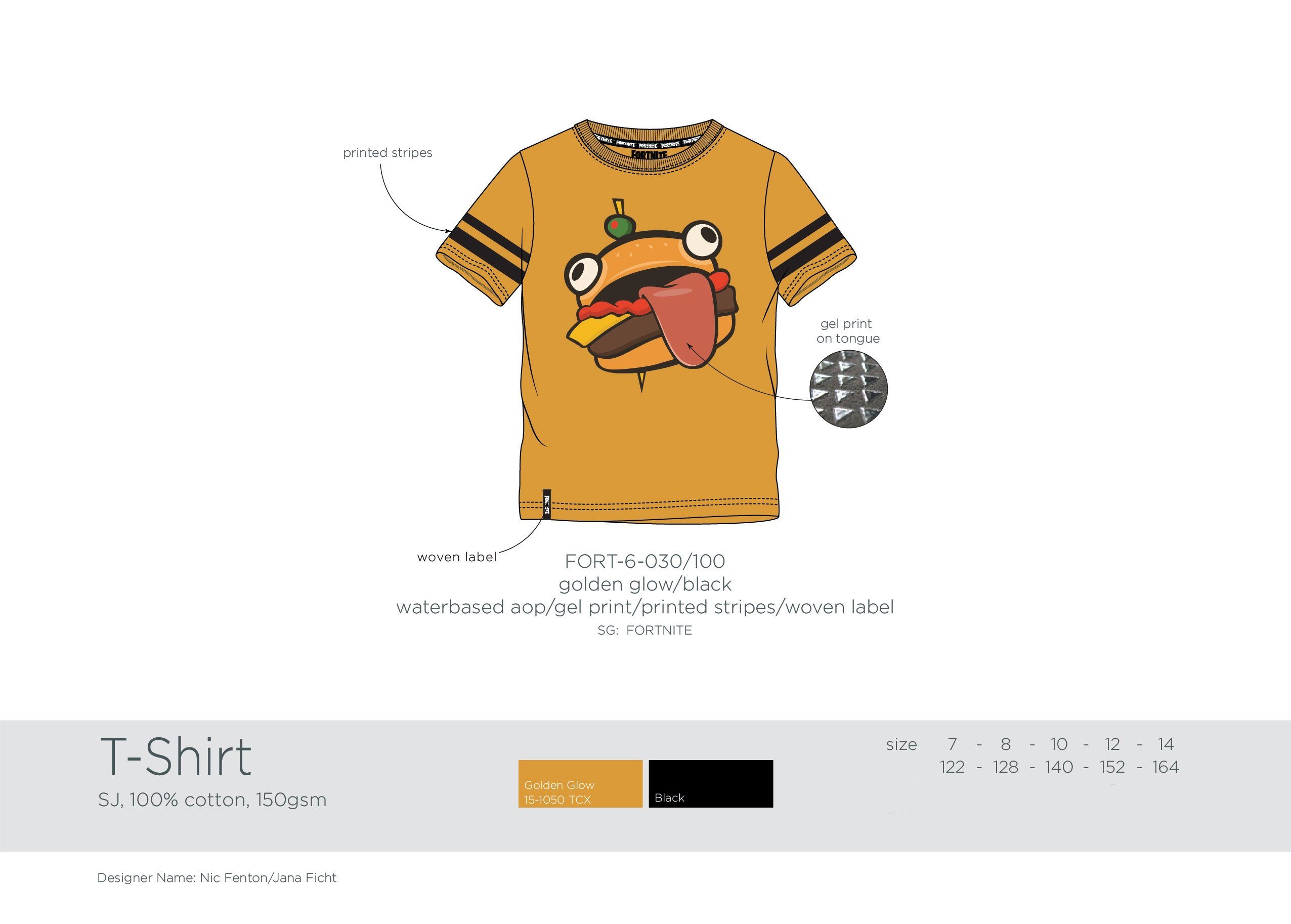 Fortnite T-Shirt & Langarmshirt FORTNITE BURGER T-SHIRT Jungen + Mädchen Epic Games Ocker Gr. 122 128 140 152 164 entspricht 5 6 7 8 9 10 11 12 13 14 15 16 Jahre