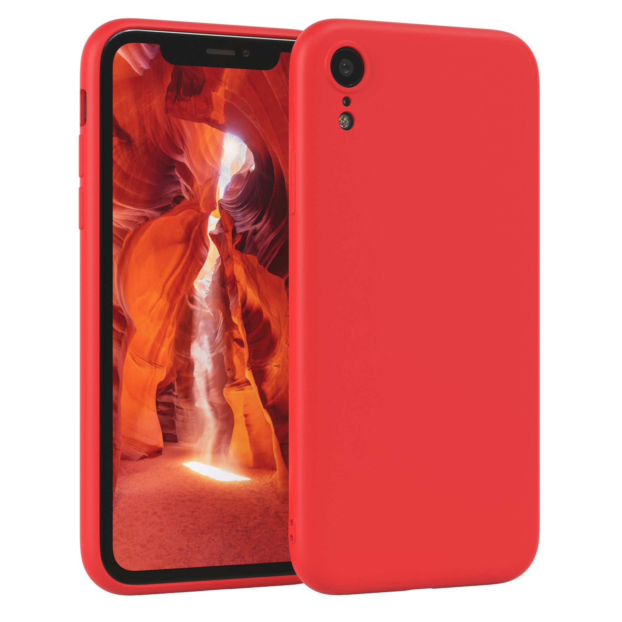 EAZY CASE Handyhülle für Apple iPhone XR Hülle Silikon 6,1 Zoll, Silikon Schutzhülle mit Kameraschutz stoßfest handycover elastisch Rot