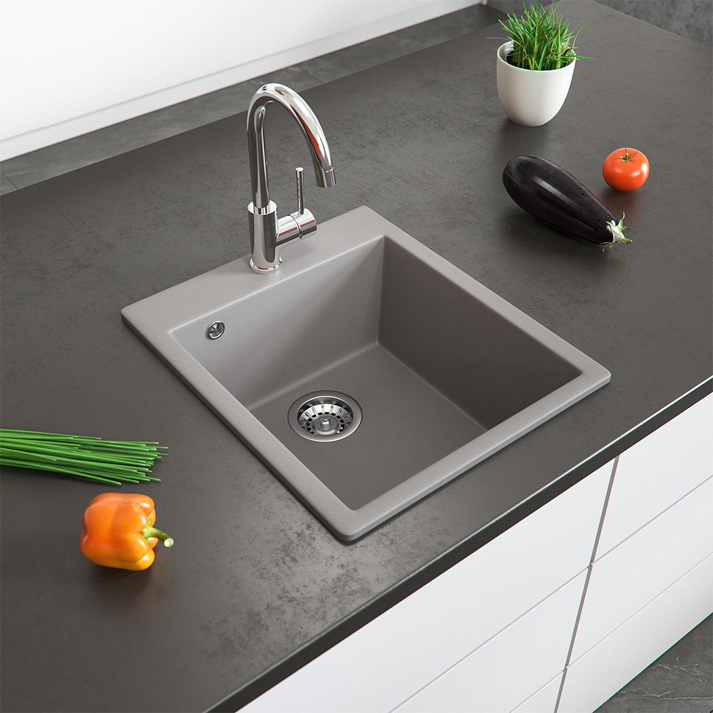 Bergstroem Granitspüle Venice, Beton, 43 x 50 cm, Rechteckig, 42.5/50 cm, Resistent gegen chemische Substanzen, (1 St)