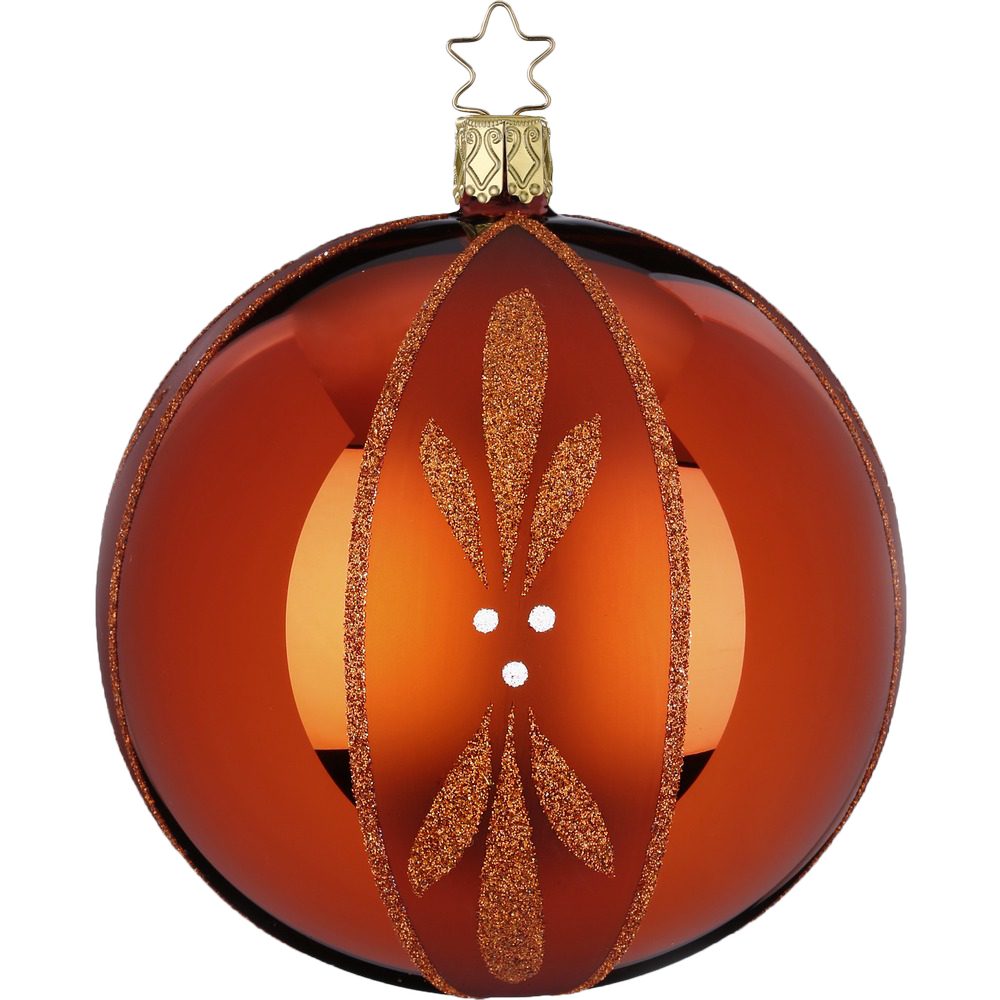 INGE-GLAS® Weihnachtsbaumkugel Beerenzweig nougat Ø 10cm (1 St), mundgeblasen, handbemalt