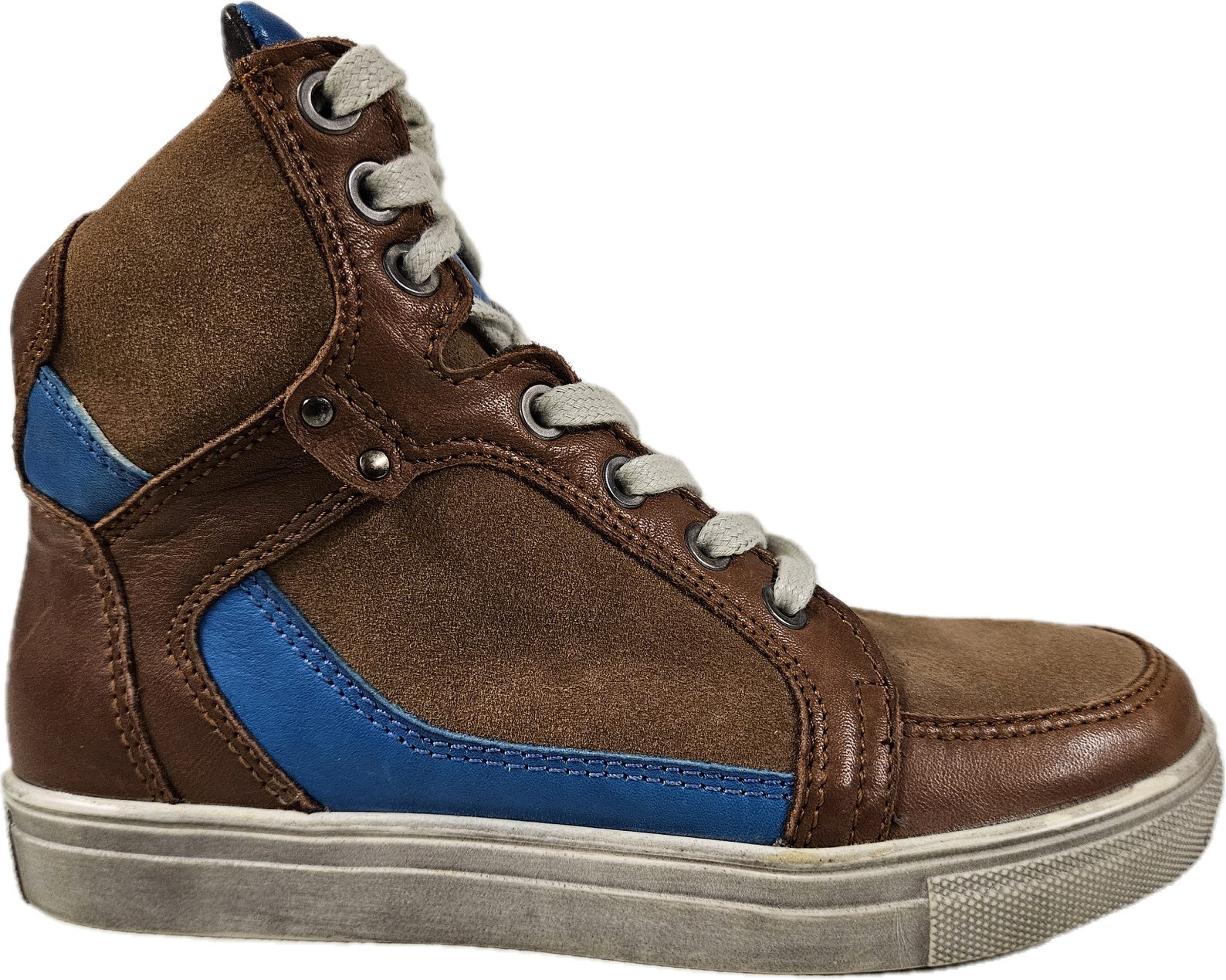 acebos Lederboots 9158 Jugend seitlicher Reißverschluß braun Schnürboots aus echtem Leder