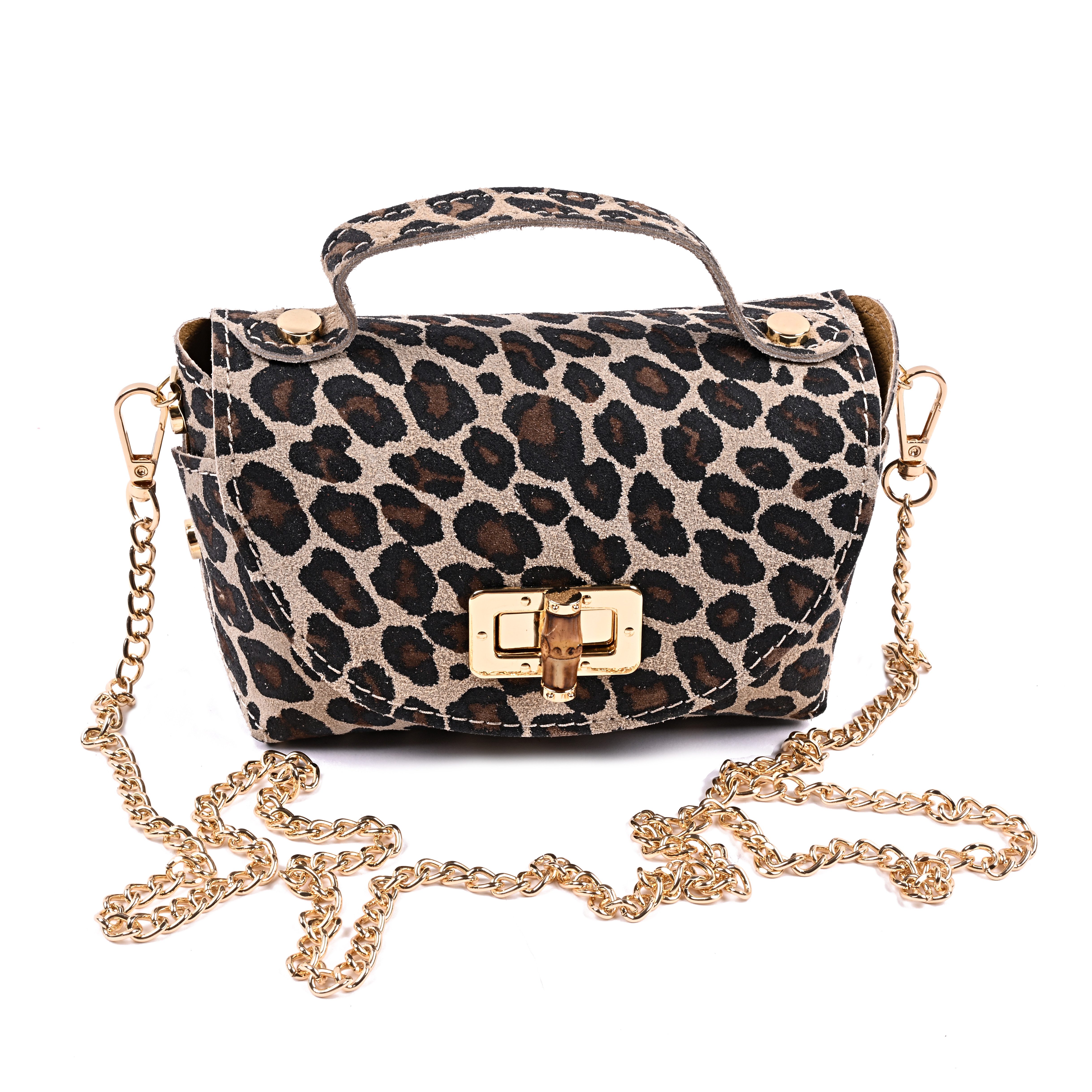 Goodman Design Umhängetasche Echtleder-Wildleder-Minitasche mit Kettenriemen – Made in Italy, Premium-Qualität und sorgfältige Verarbeitung