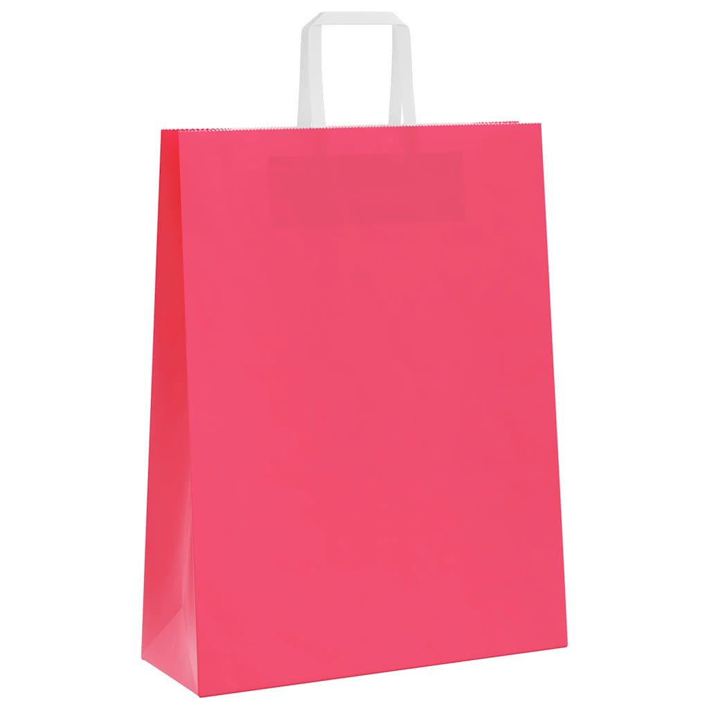 vidaXL Tragetasche, Papiertragetaschen 250 Stk. mit Henkeln Rosa 32x12x42 cm
