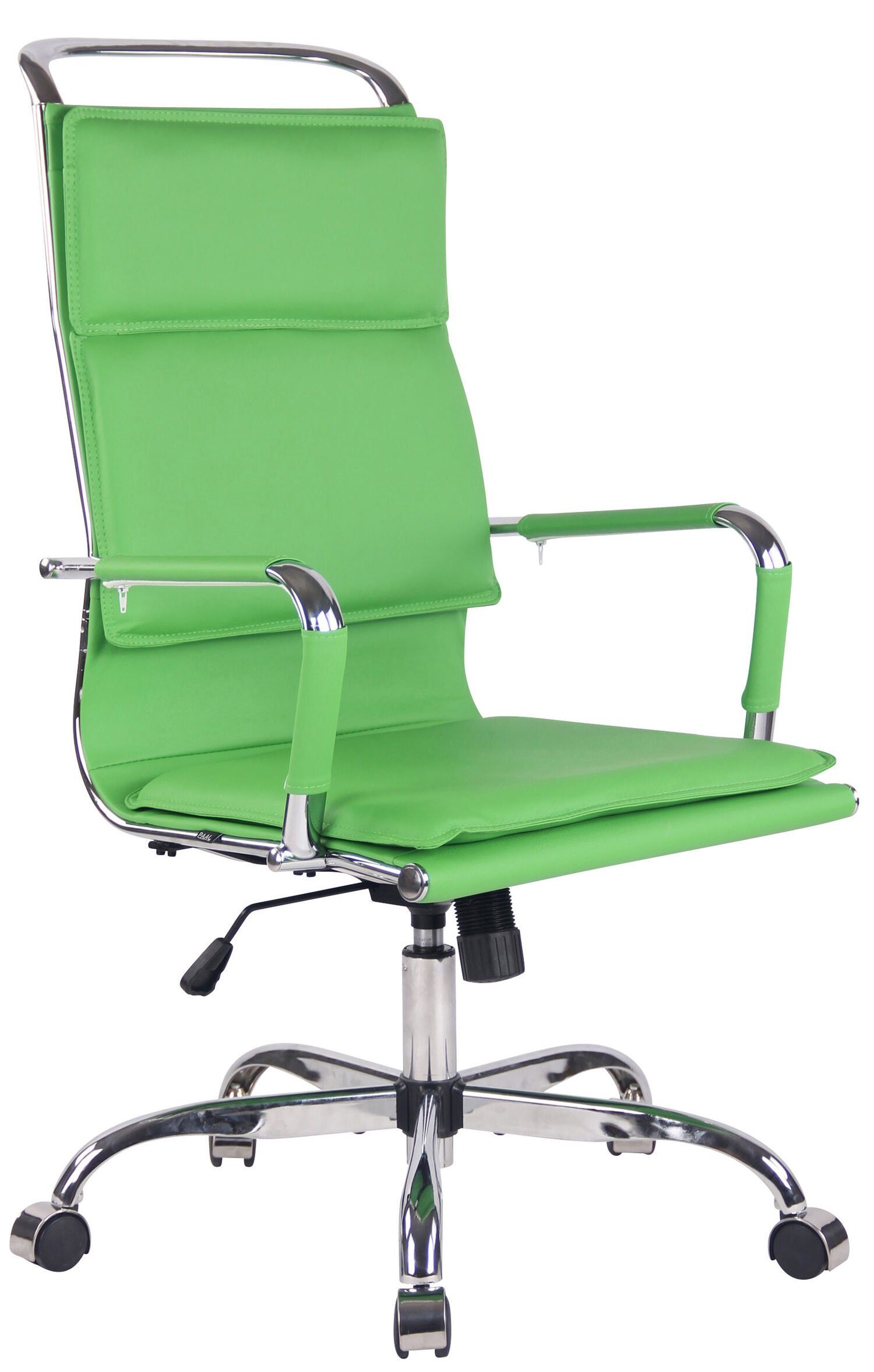 ergonomisch Gestell: Chefsessel, Sitzfläche: Rückenlehne Bürostuhl bequemer - TPFLiving XXL), Beta geformter grün Drehstuhl, chrom Bürostuhl Kunstleder (Schreibtischstuhl, Metall mit