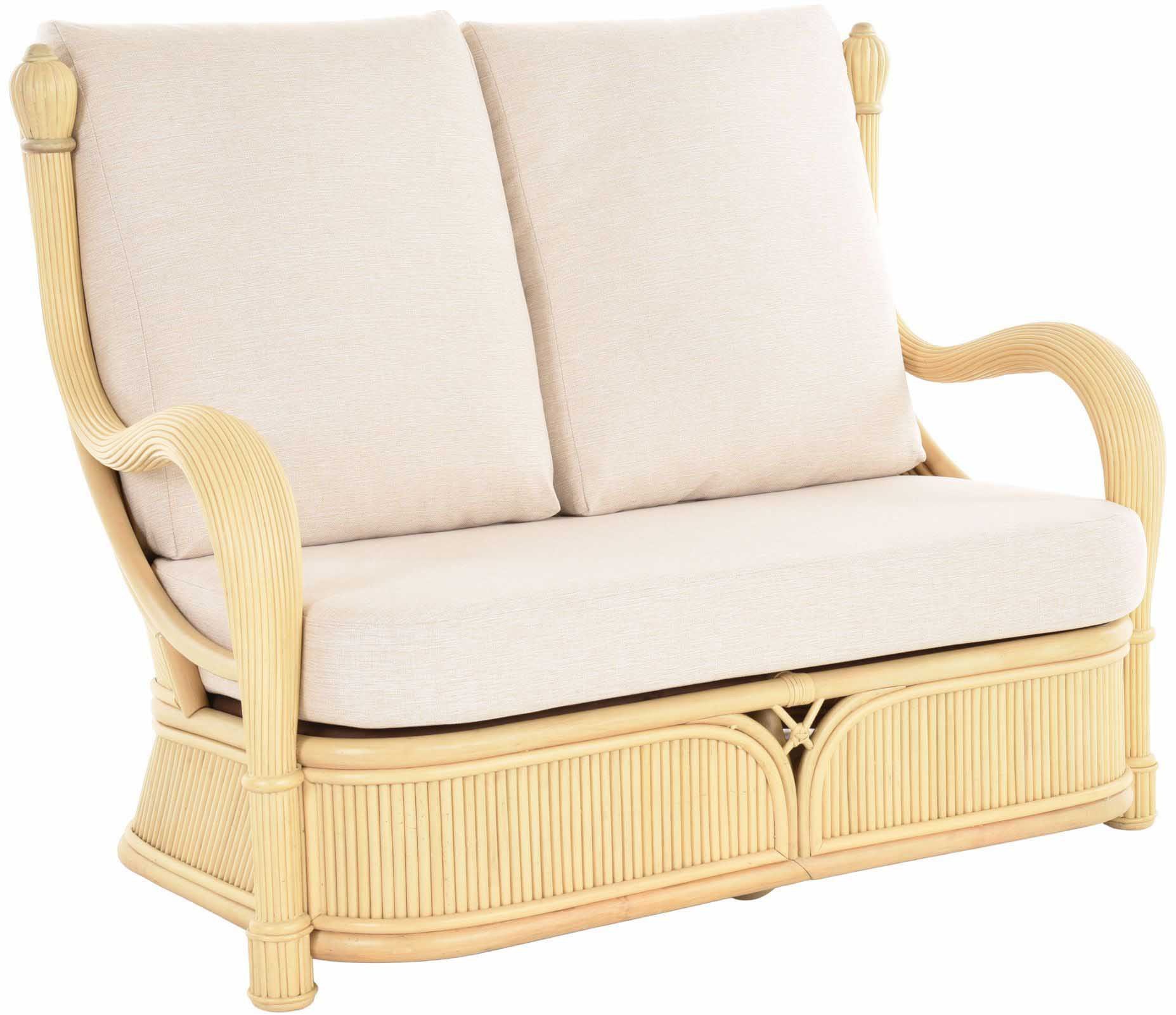 Krines Home Loungesofa Edles Wohnzimmer Rattan-Sofa Prince 2-Sitzer Wintergarten Couch Sofa, Zweisitzer aus Rattan Naturmaterial