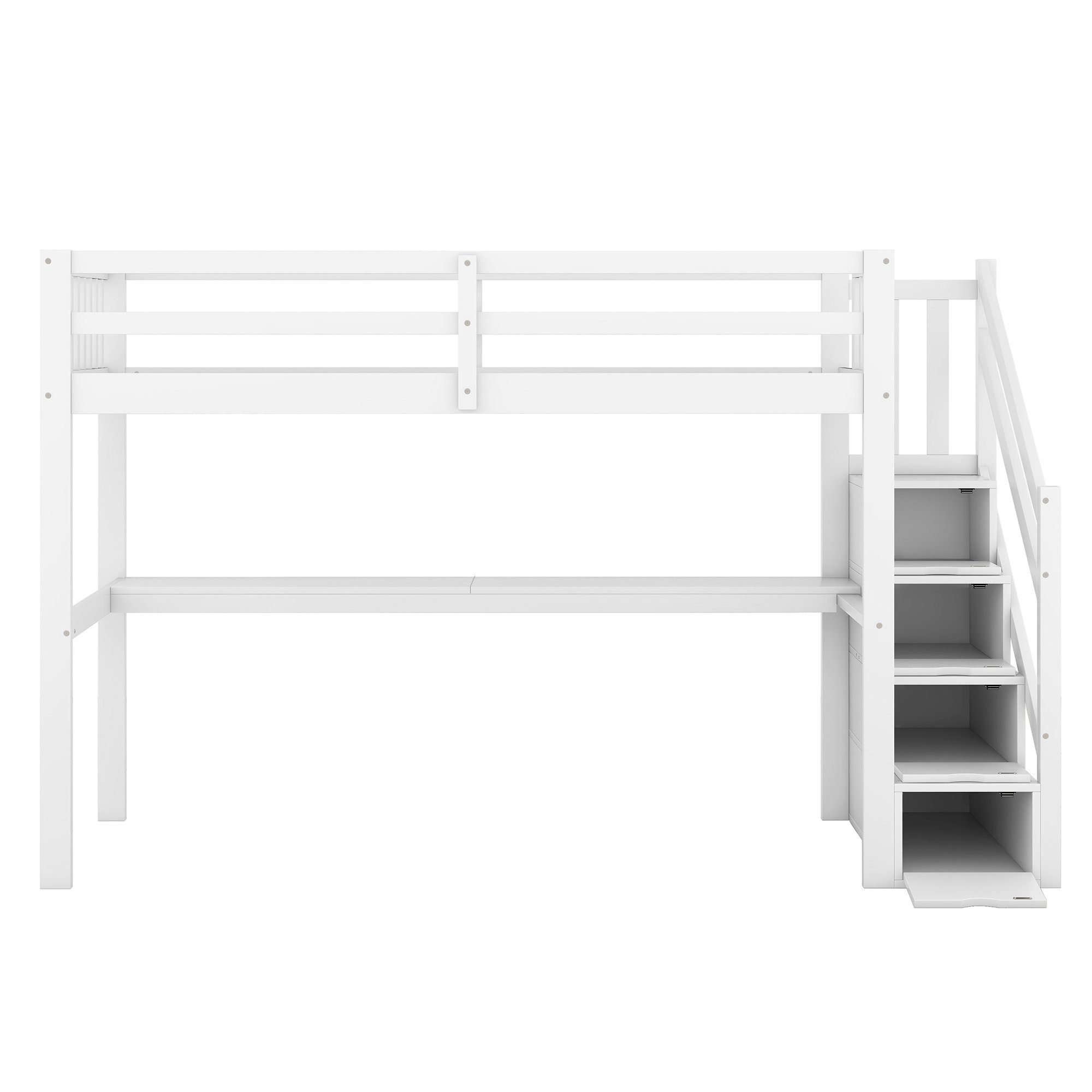 REDOM 90 (mit Kinderbett x ohne Holzbett Matratze Stauraumschubladen Funktionsbett, Weiß Unterbettschreibtisch, mit cm), 200 Stauraumbett