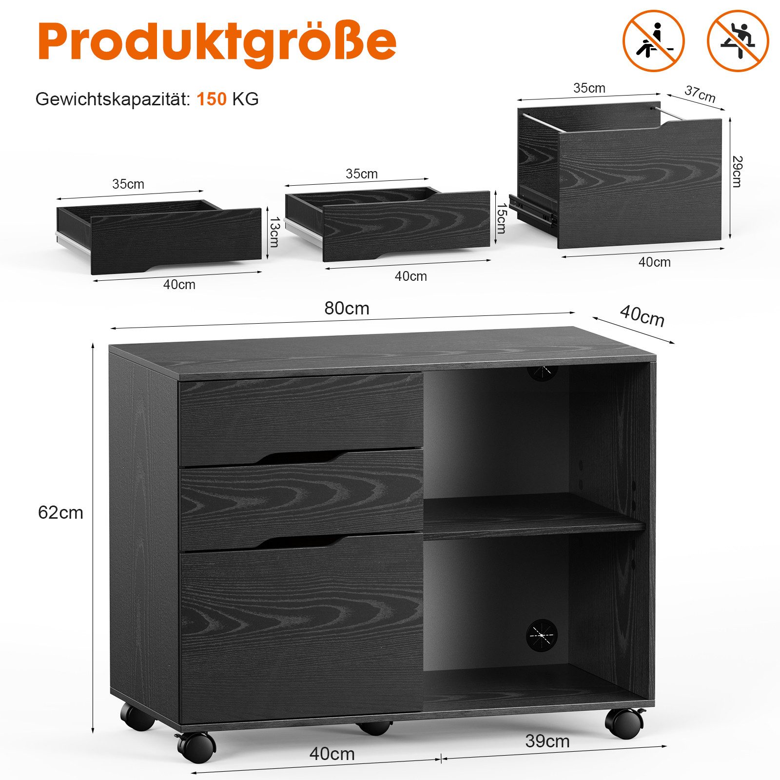 SURFOU Rollcontainer Schreibtisch Büromöbel Druckerschrank Büro günstig online kaufen
