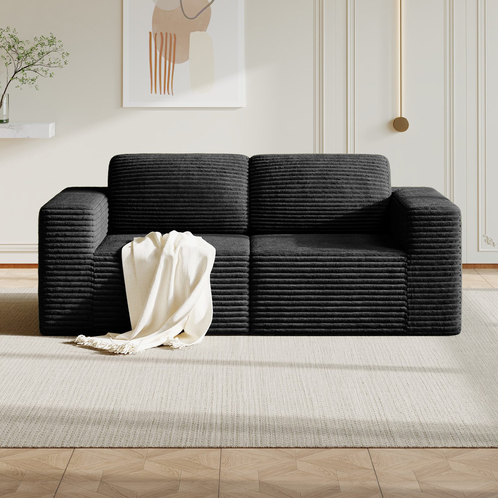 OUNUO Ecksofa Ecksofa Modularer KordKordstuhl mit Hochelastischem Schwamm