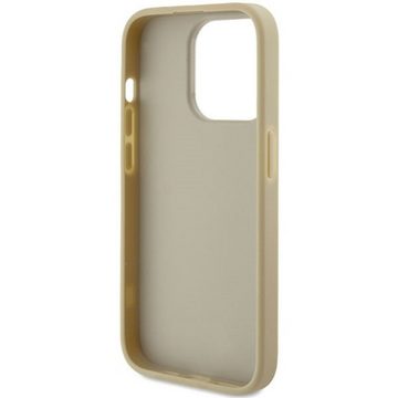 Guess Smartphone-Hülle Guess Apple iPhone 15 Pro Max Schutzhülle Glitter Script Big 4G Gold