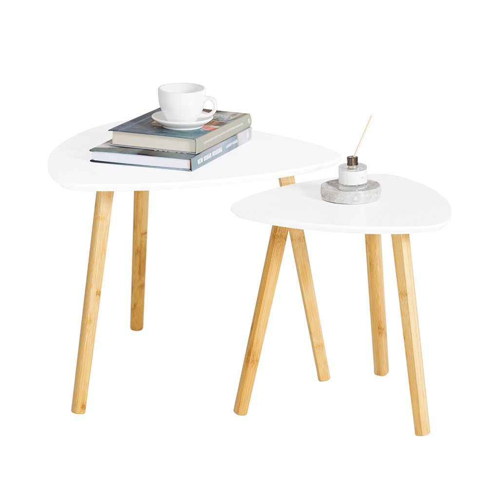 SoBuy Satztisch FBT74, 2er Set Beistelltisch mit Ablagen Couchtisch Sofatisch Kaffeetisch