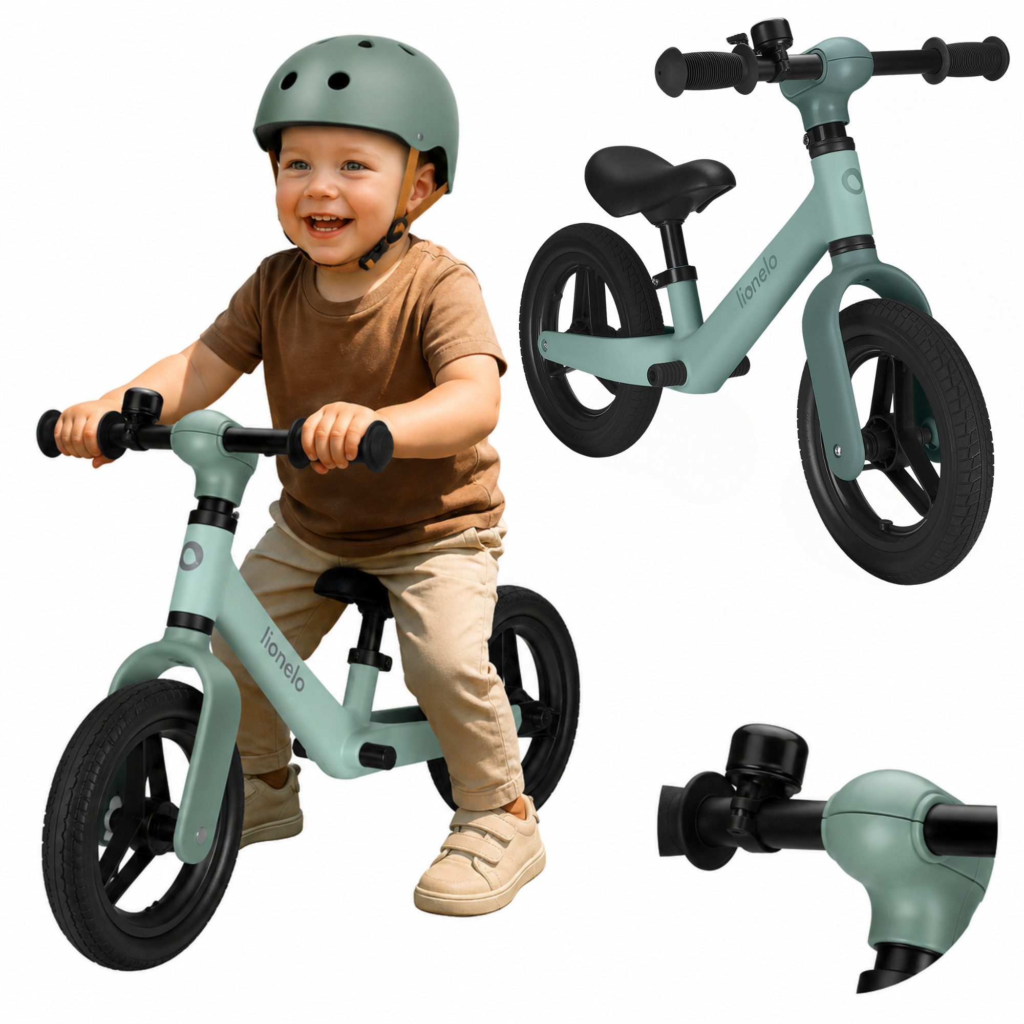 lionelo Laufrad TONI 25 cm Zoll, Leicht/Verstellbar/PU-Räder/120° Lenkerstopp