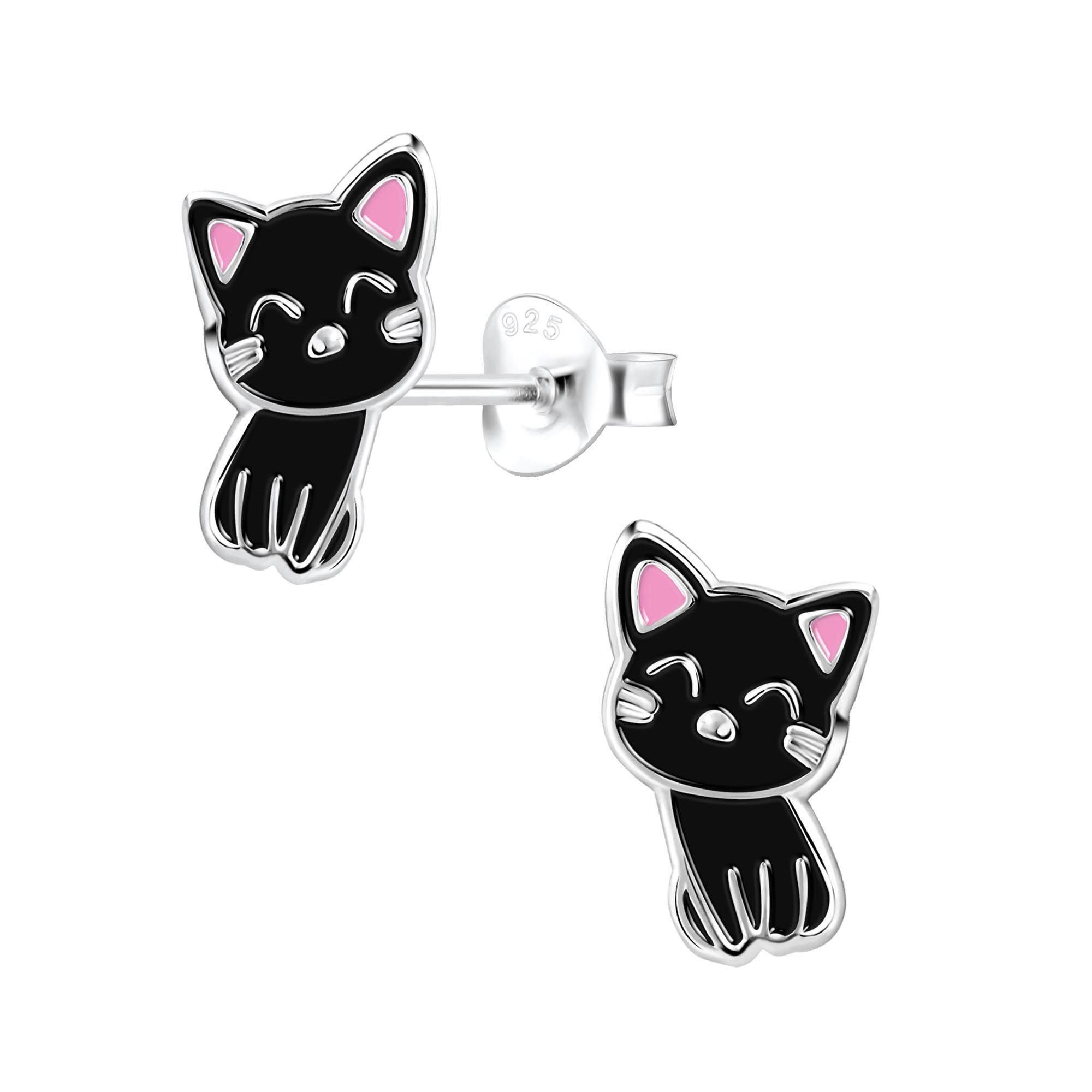 schmuck23 Paar Ohrstecker Kinder Ohrringe Katze 925 Silber, Kinderschmuck