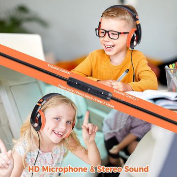 RockPapa Beeindruckender Klang Kinder-Kopfhörer (Integriertes HD-Mikrofon, verstellbares Band und universelle 3,5-mm-Kompatibilität, Dual Sound Stage Treibern,extraweichen Ohrpolstern & faltbarem Design)