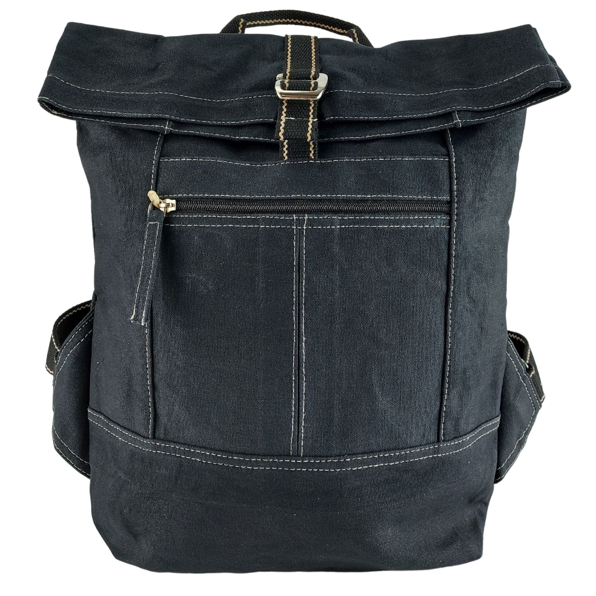 Domelo Rucksack gewachste Backpack vegan wasserabweisend, vegan Tasche aus gewachstem Canvas wasserabweisend DIN A4 geeignet